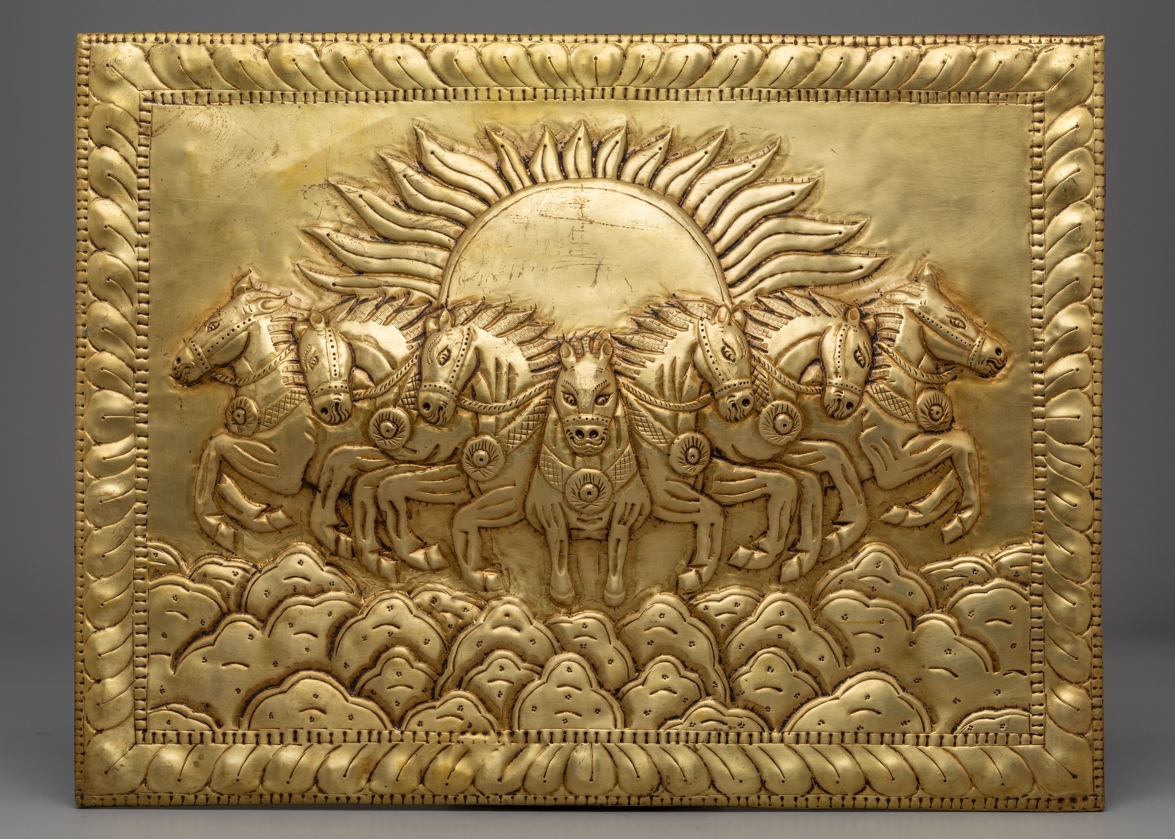 Sacred Seven Horse Wall Hanging | Handcrafted Artwork for Spiritual Spaces
