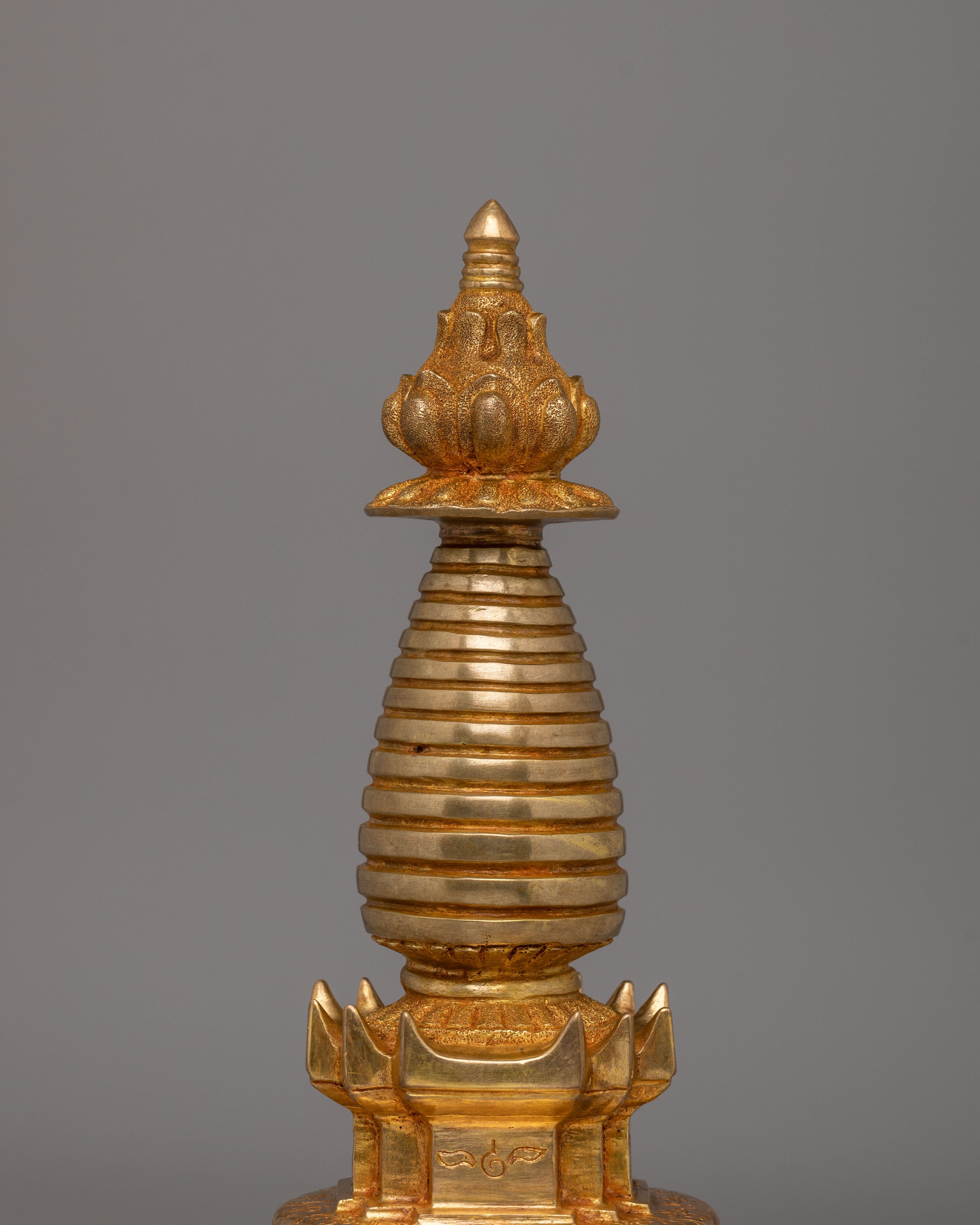 Sacred Ritual Kadampa Stupa | Gold Plated Copper Stupa for Altar