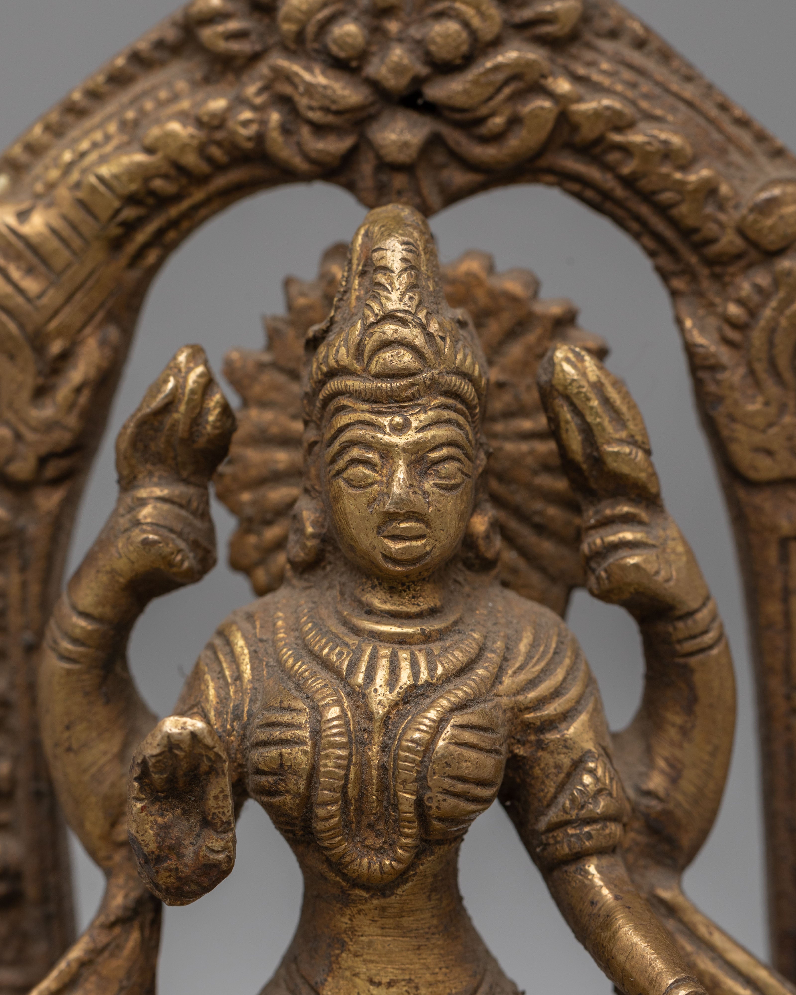Sacred Copper Laxmi Statue | Brass Wealth Embodiment Sculpture