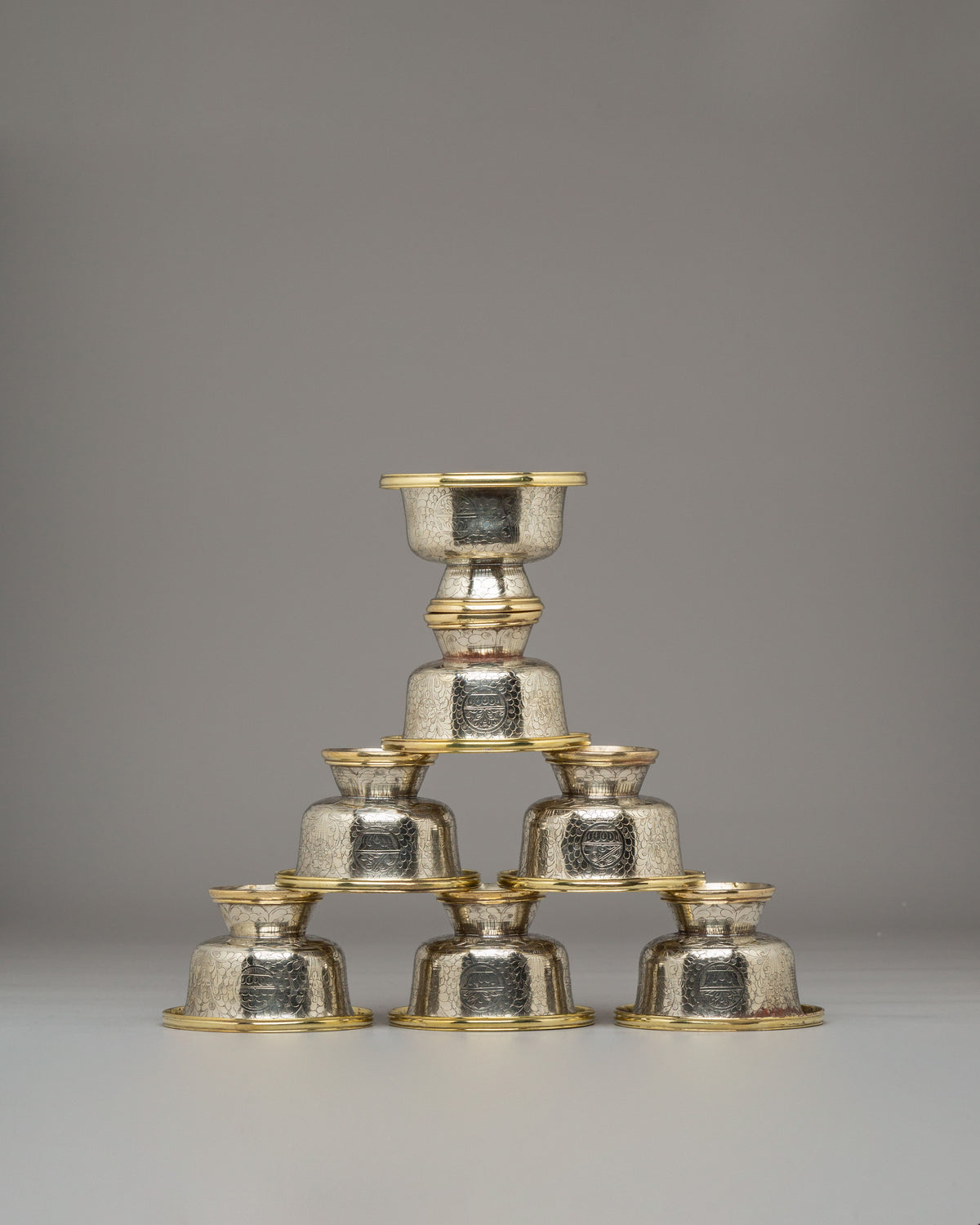 Seven Water Offering Bowls Set | Sacred Ritual Ceremonies