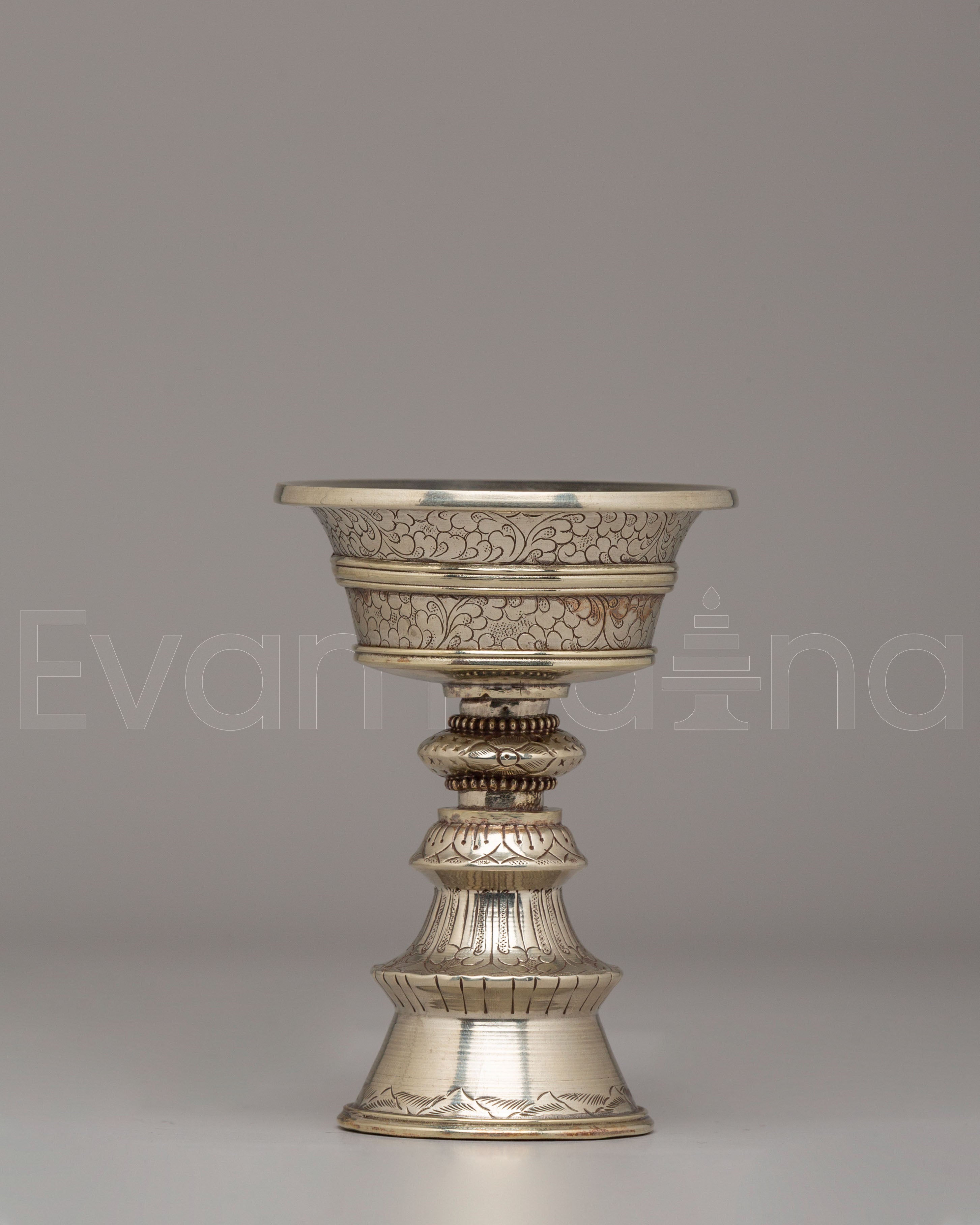 White Metal Offering Butter Lamp