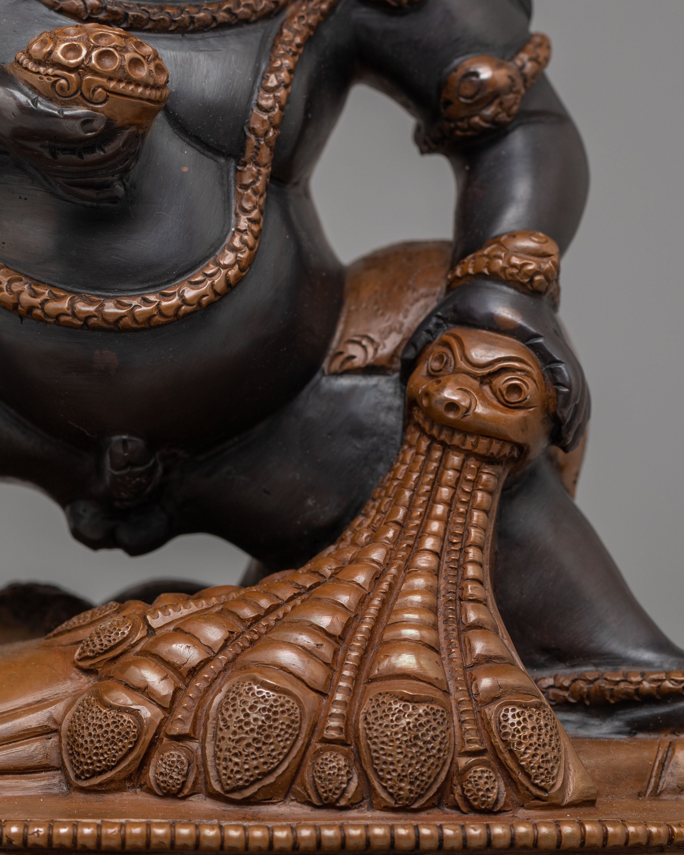 Wealth Guardian Black Dzambhala Sculpture | Handcrafted Oxidized Copper Statue