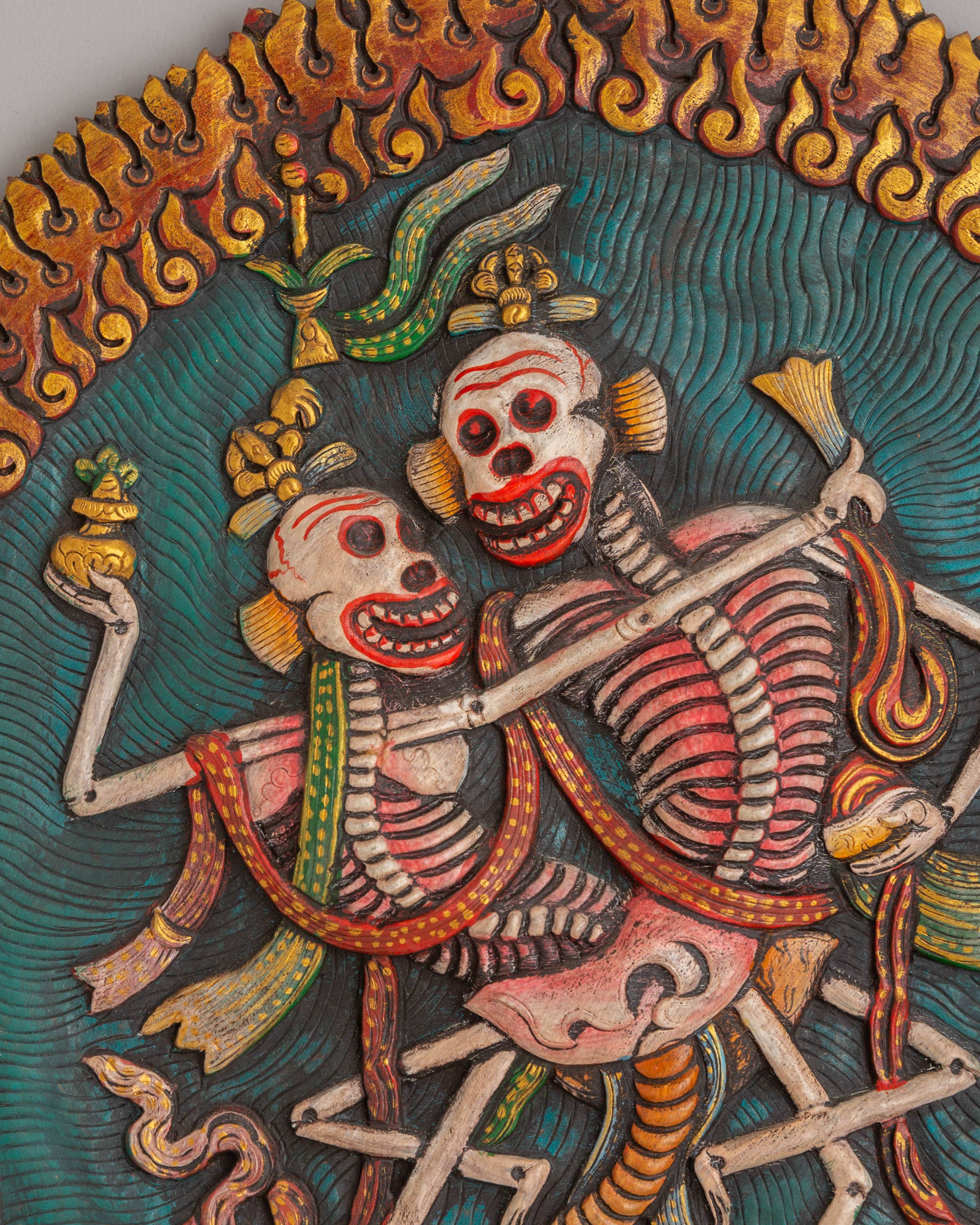Handcrafted Chitipati Wall Hanging | Tibetan Protector Deity Artwork