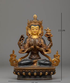 Tibetan Compassion Deity Chenrezig Statue | Bodhisattva of Infinite Wisdom