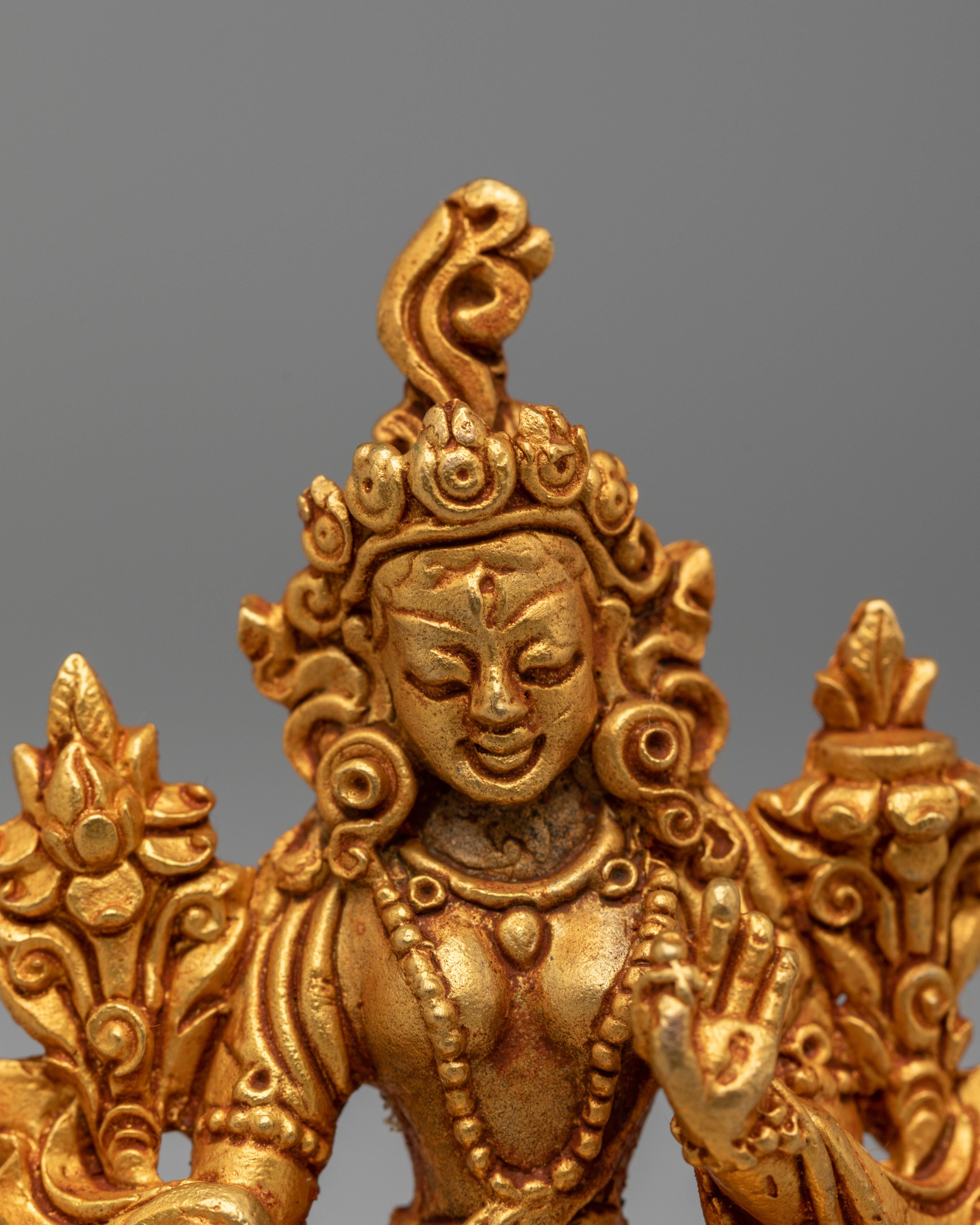 Handcrafted White Tara Goddess Statue | Copper Body with Gold Plating