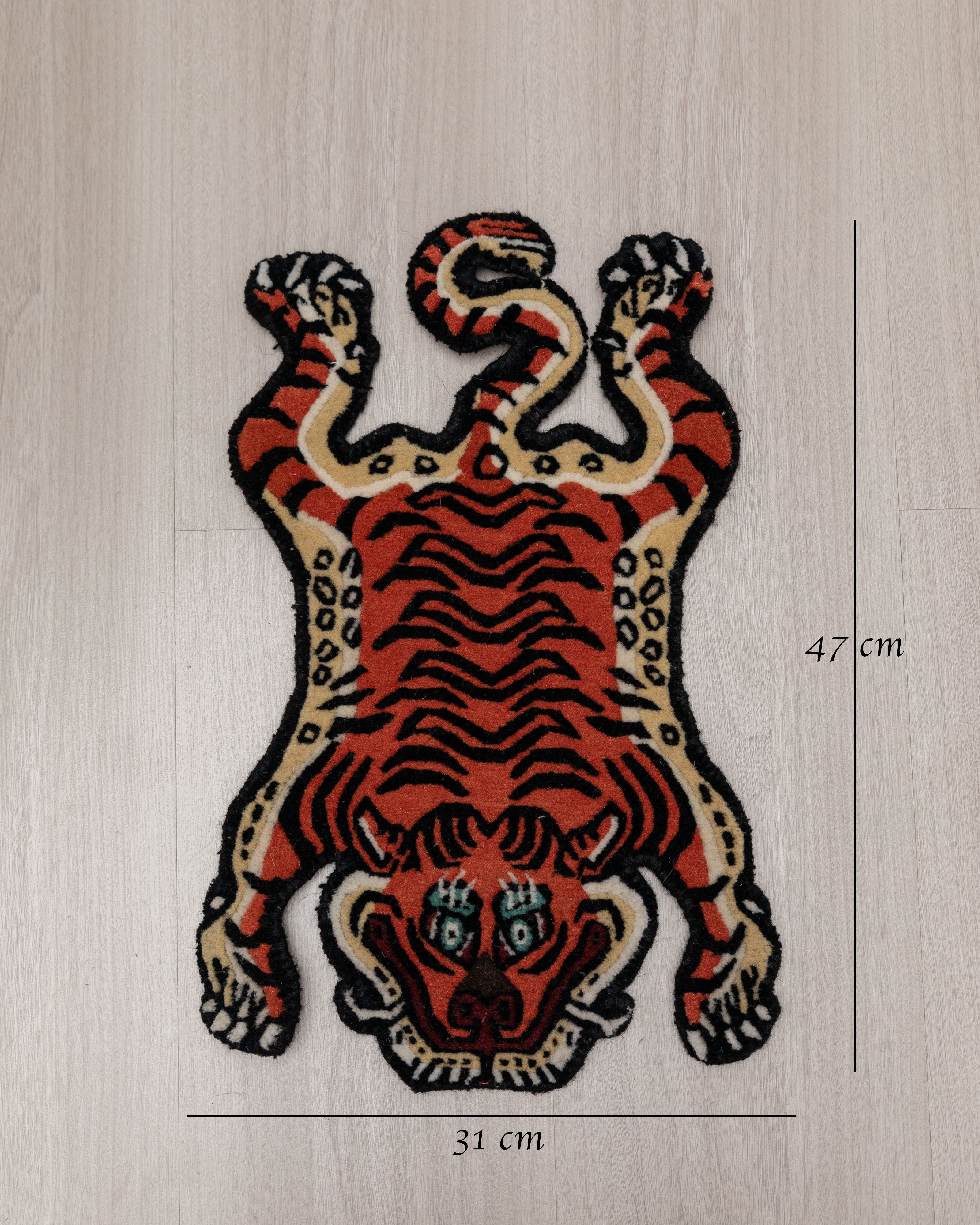 Handwoven Wool Tiger Rug | Himalayan Meditation Carpet