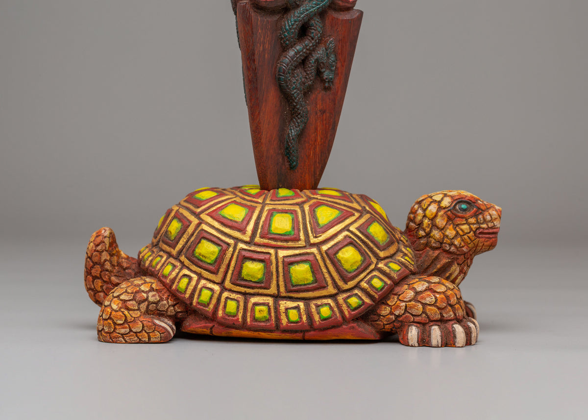 Hand-Carved Phurba with Tortoise Base | Traditional Vajrayana Ritual Dagger