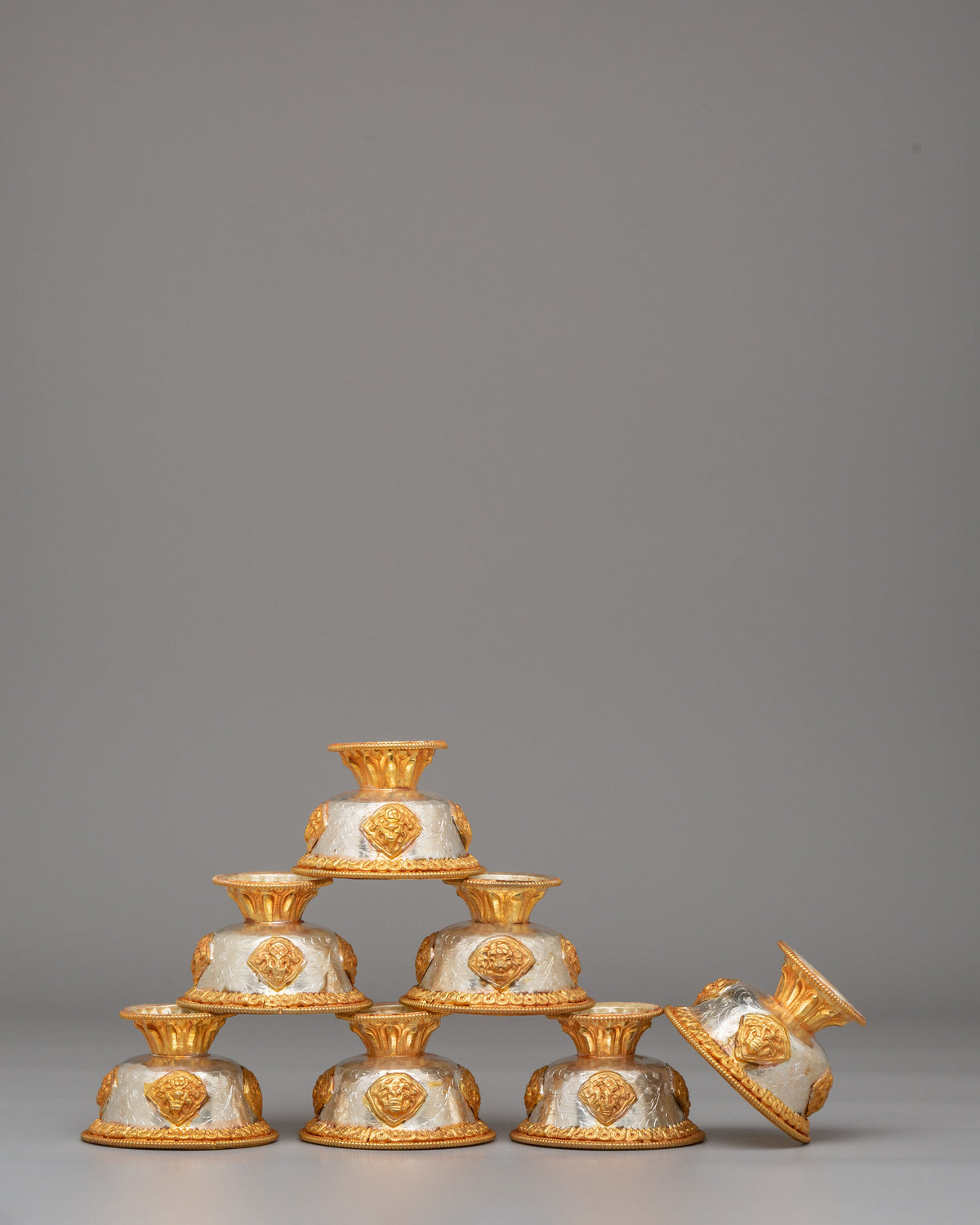 Seven Bowl Water Offering Set | Tibetan Buddhist Copper Altar Bowls