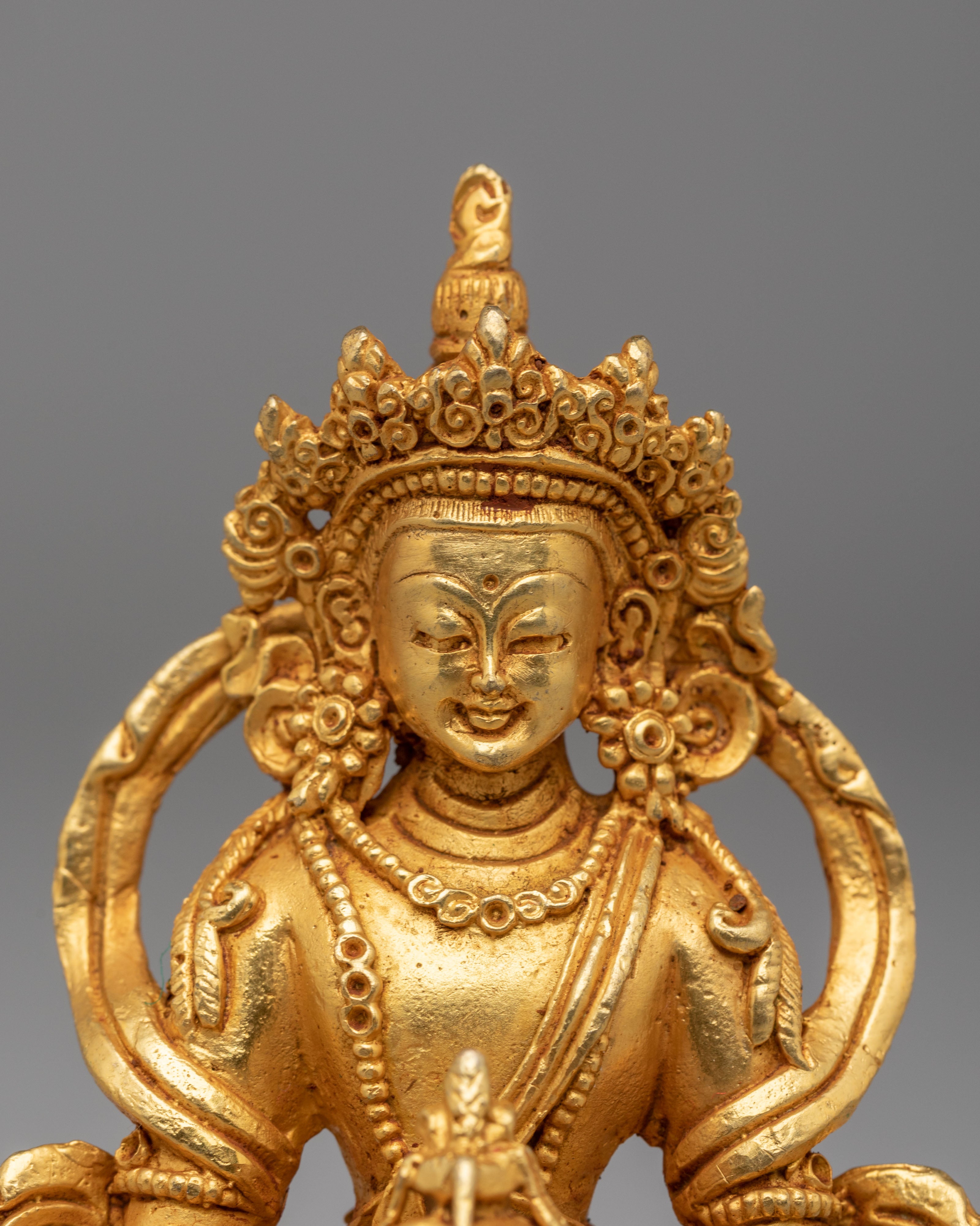 Sacred Amitayus Long Life Buddha Statue | Handmade Tibetan Sculpture