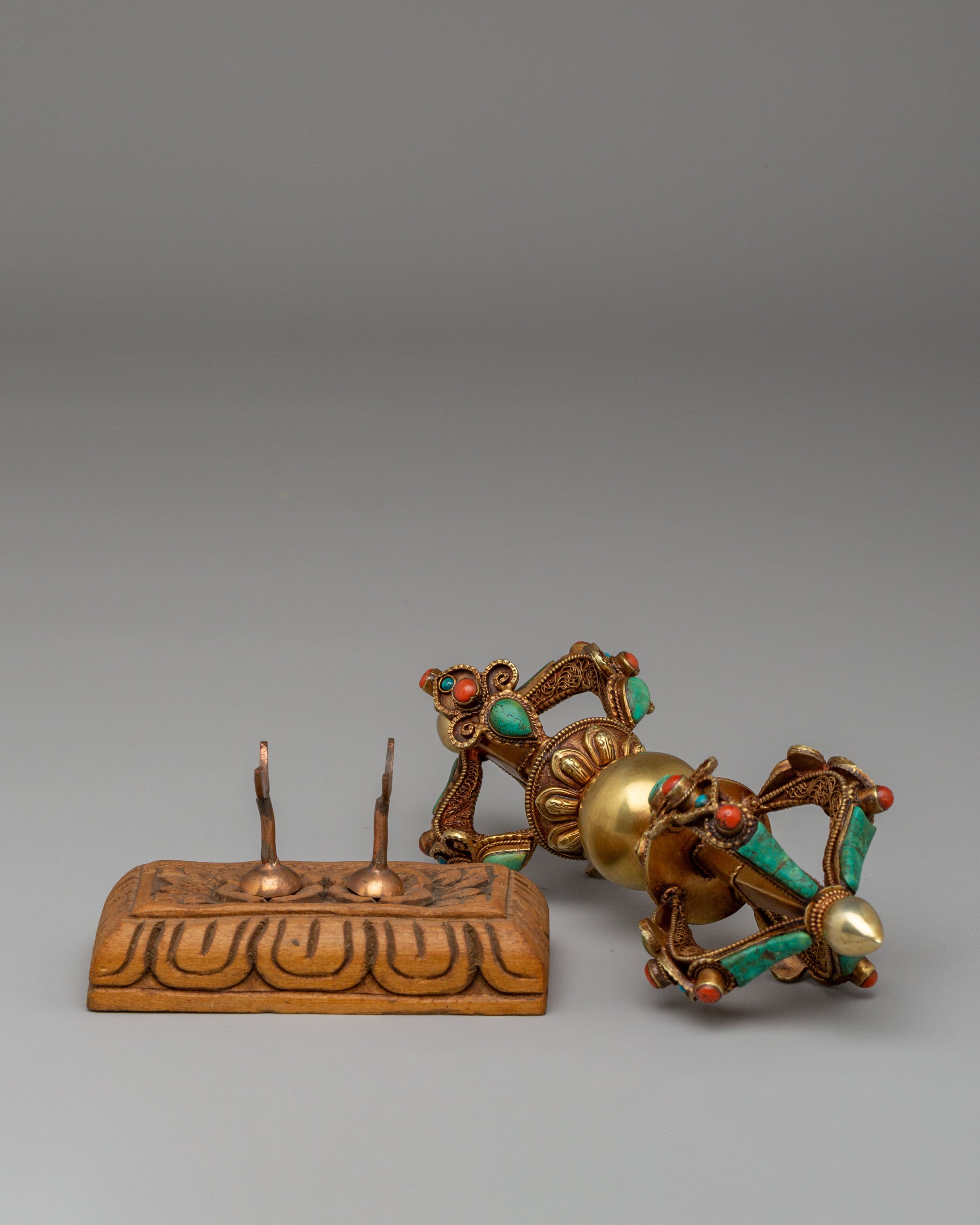 Handmade Buddhist Vajra With Stand | Tibetan Thunderbolt Dorje