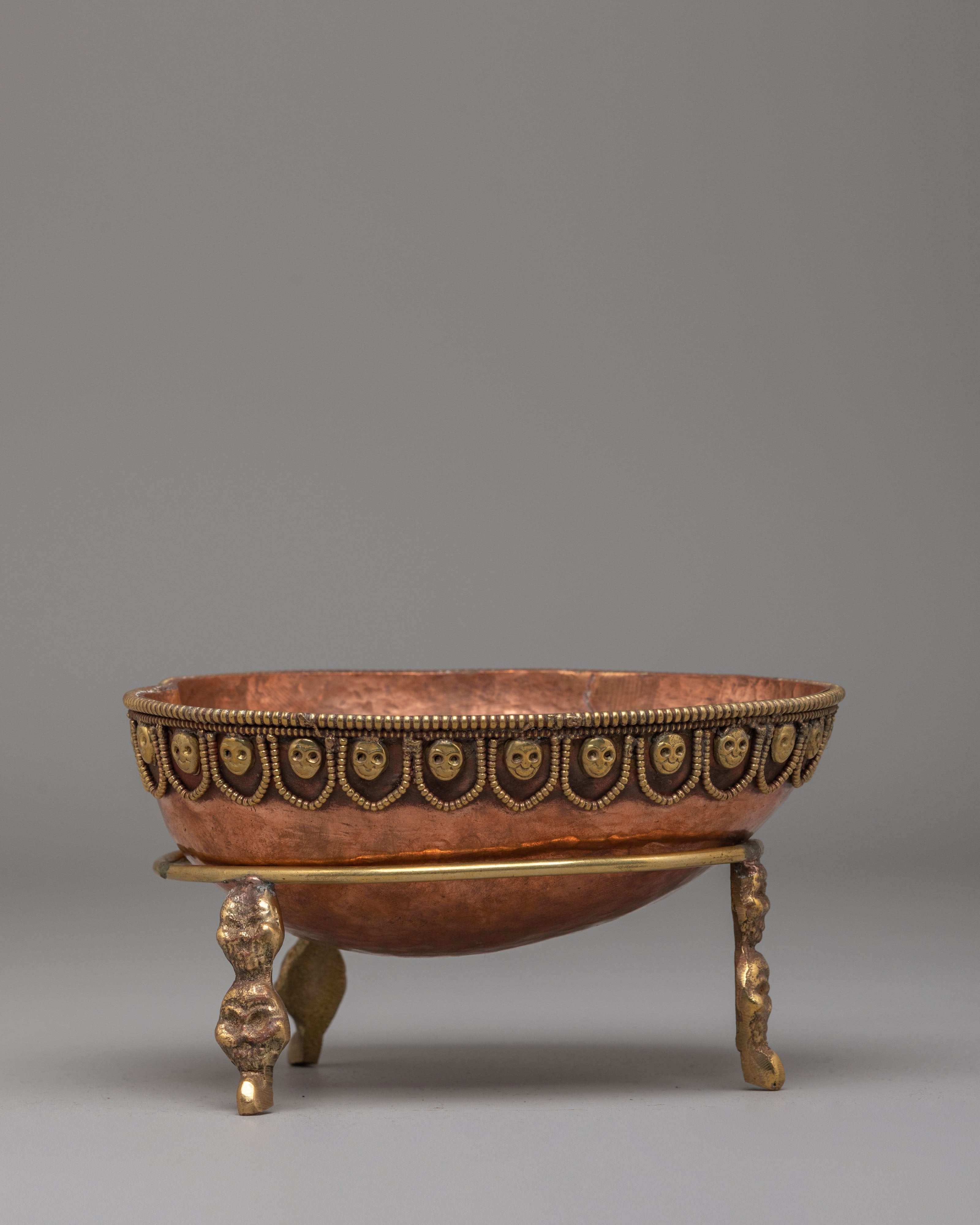 Tibetan Kapala Skull Cup With Stand | Ritual Offerings and Altar Decor