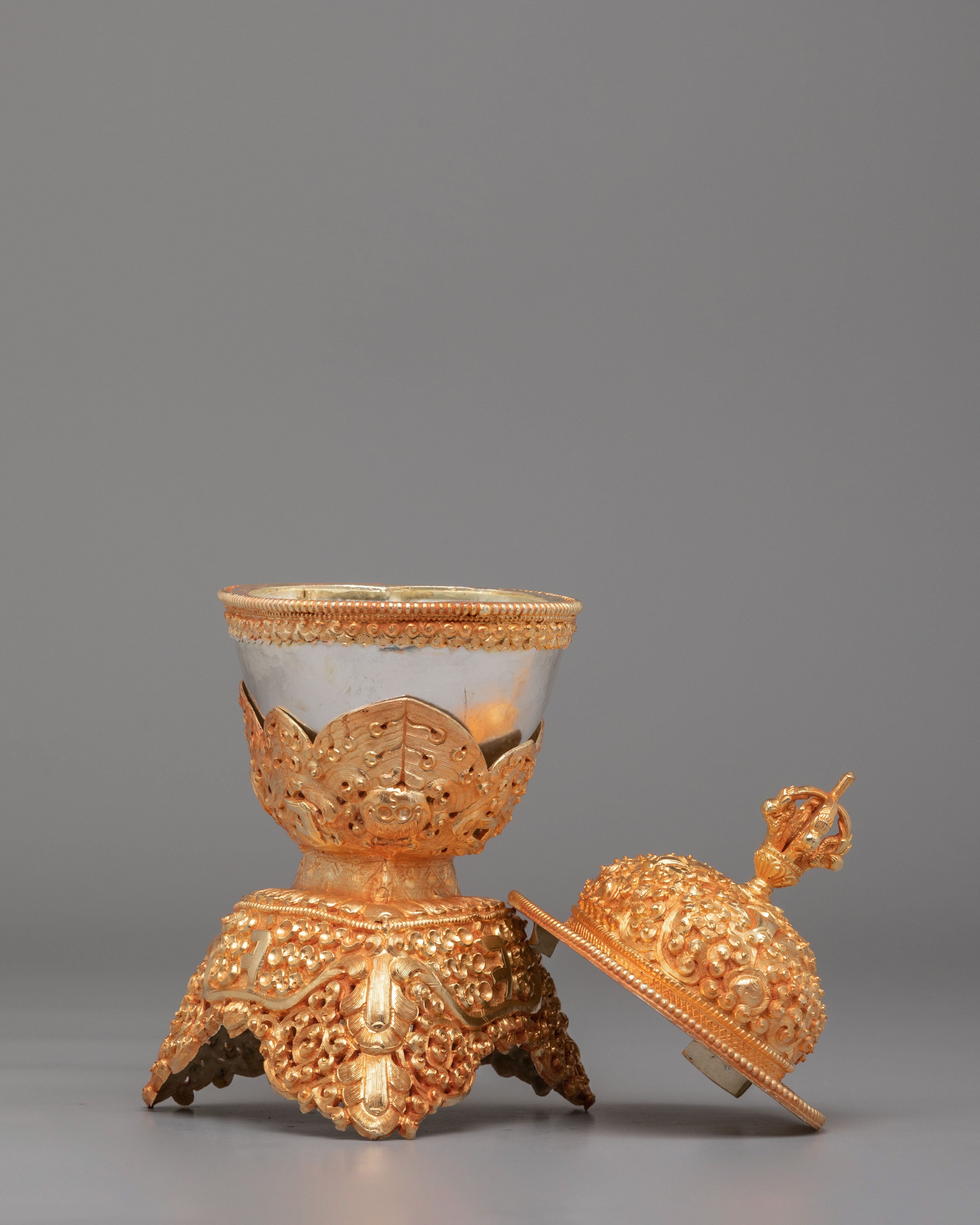 Handcrafted Kapala Ritual Cup | Tibetan Buddhist Offering Vessel