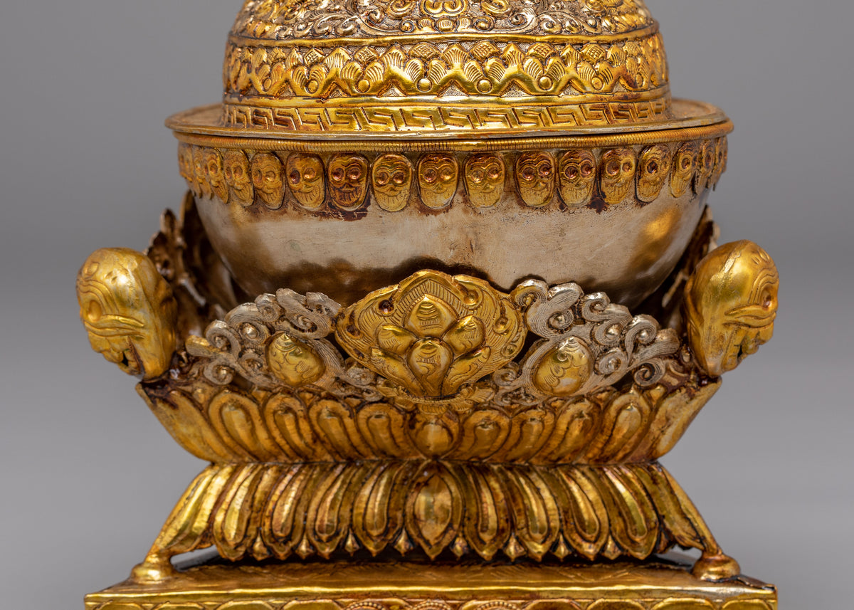 Spiritual Offering Kapala | Gold Plated Copper Tibetan Ritual Vessel