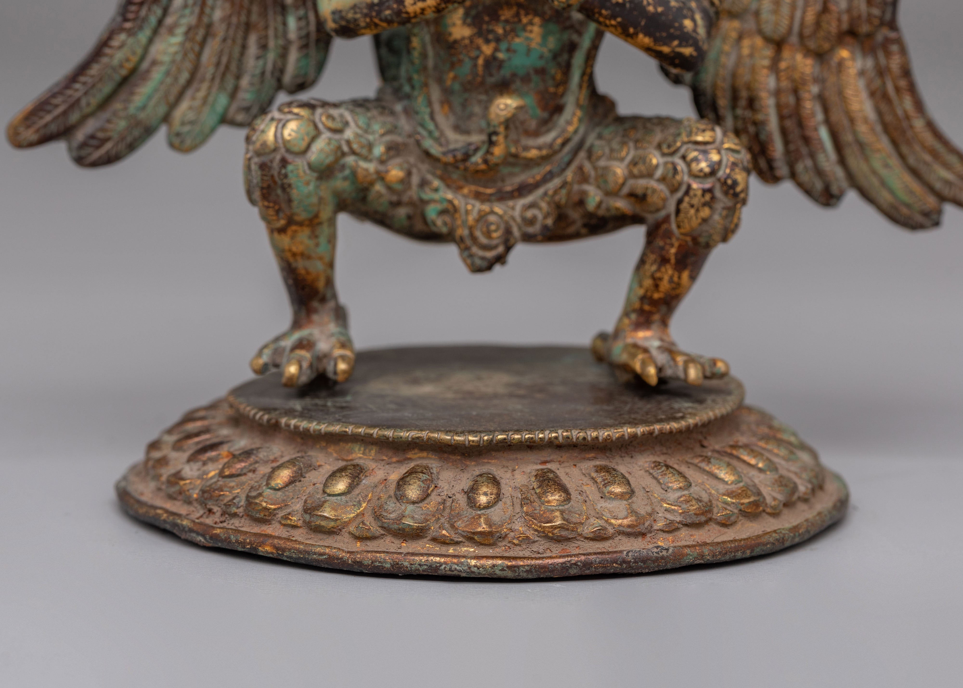 Mythical Garuda Sculpture for Altar | Himalayan Artwork