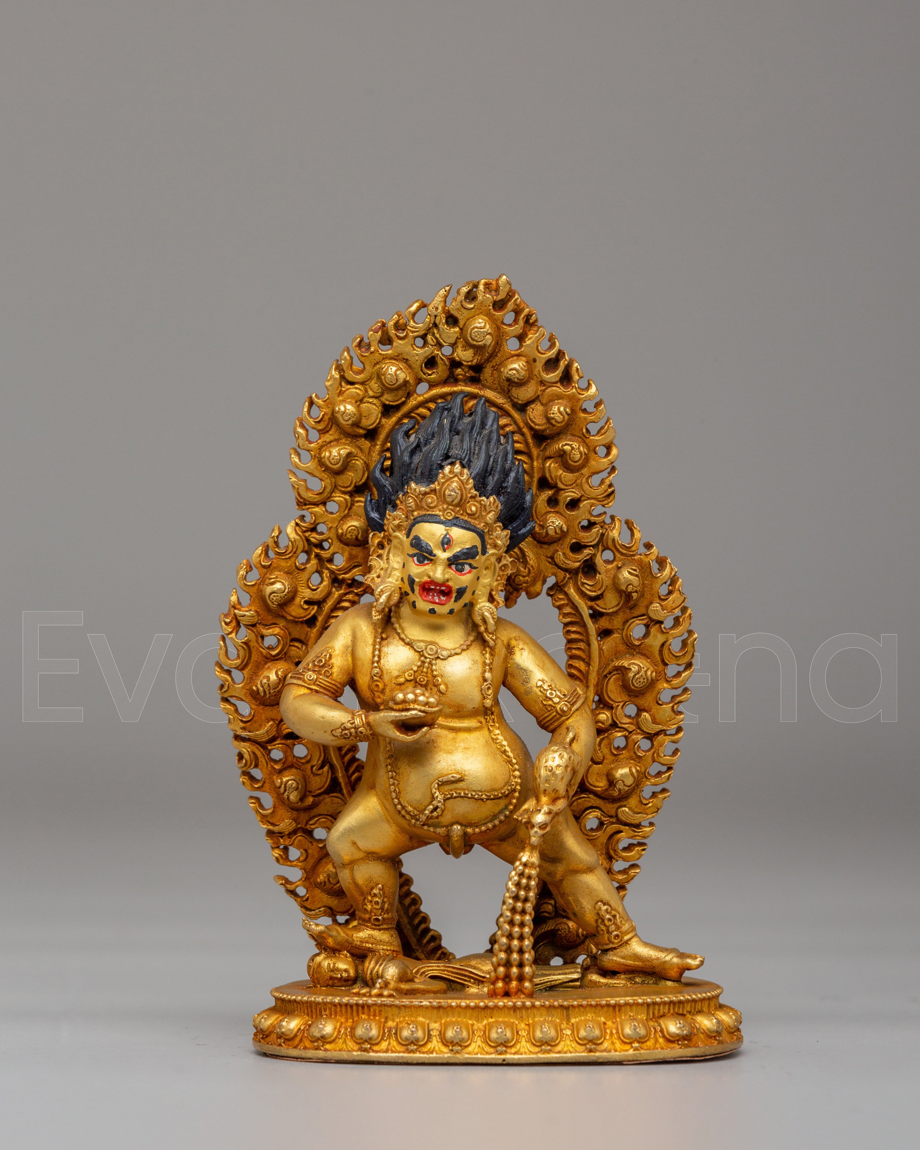 Black Dzambhala Protector Deity Statue