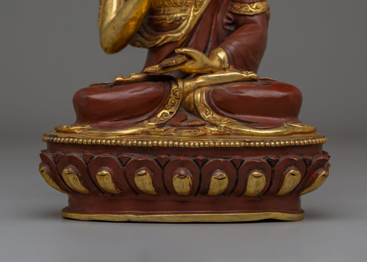 Handcrafted Sacred Tsongkhapa Set Statue | Tibetan Spiritual Artwork