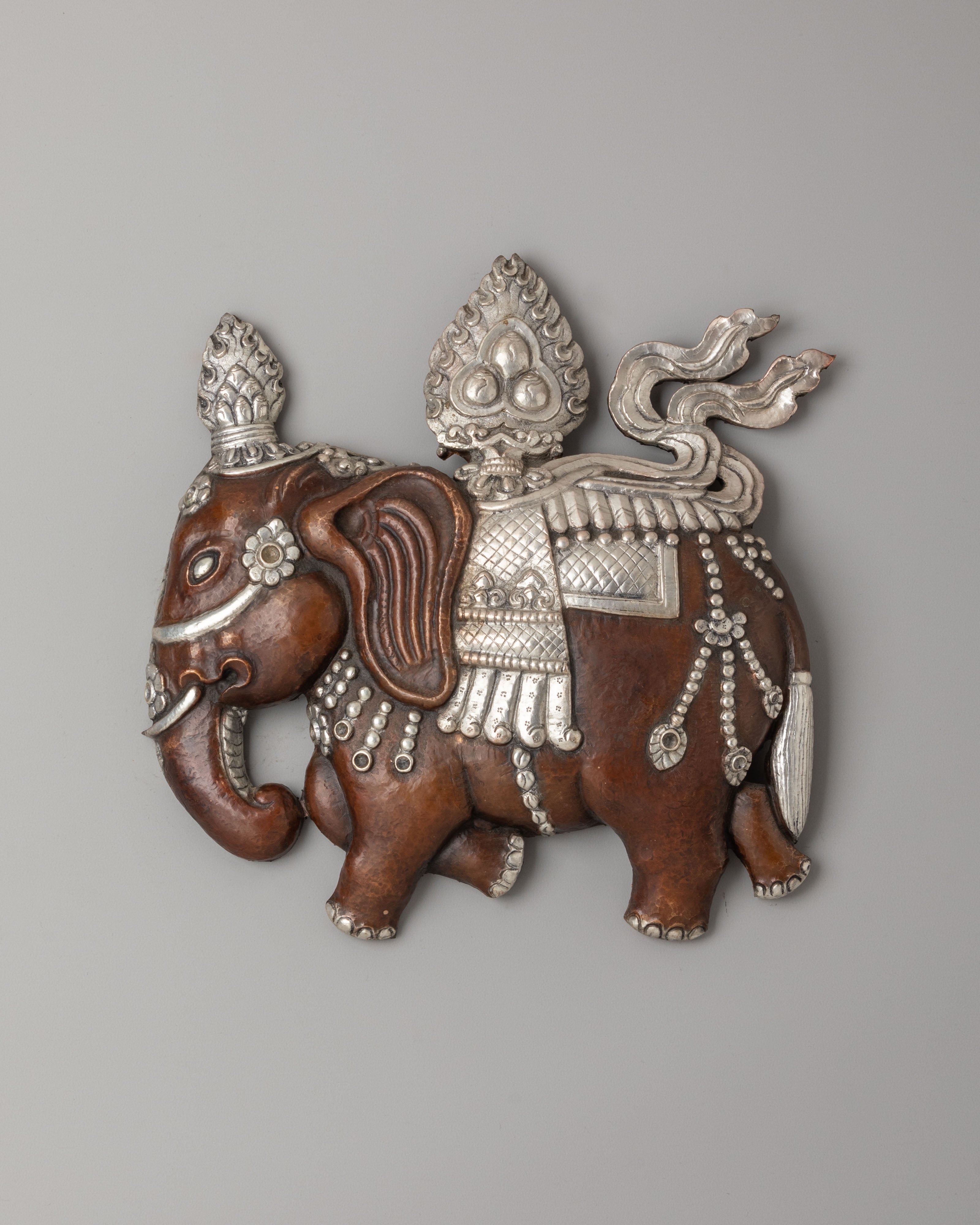 Traditional Elephant Wall Hanging | Handcrafted Oxidized Copper Art