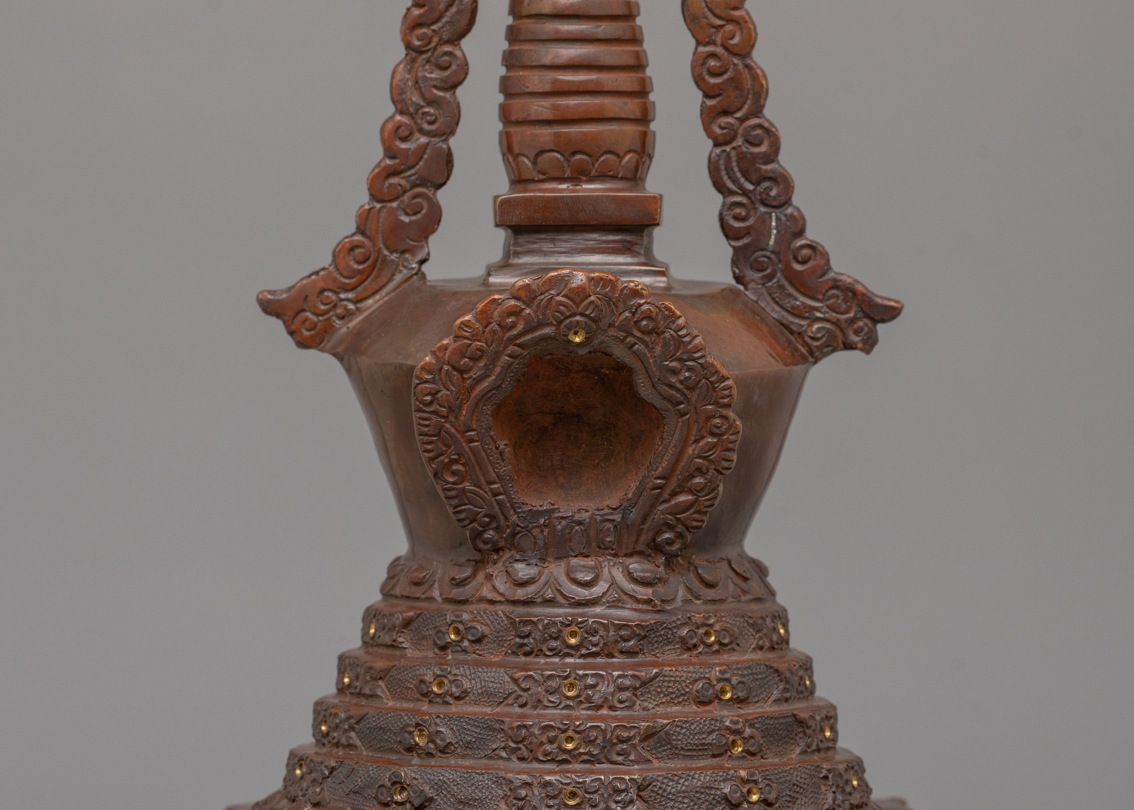 Handmade Lotus Blossom Stupa For Altar | Tibetan Ritual Art