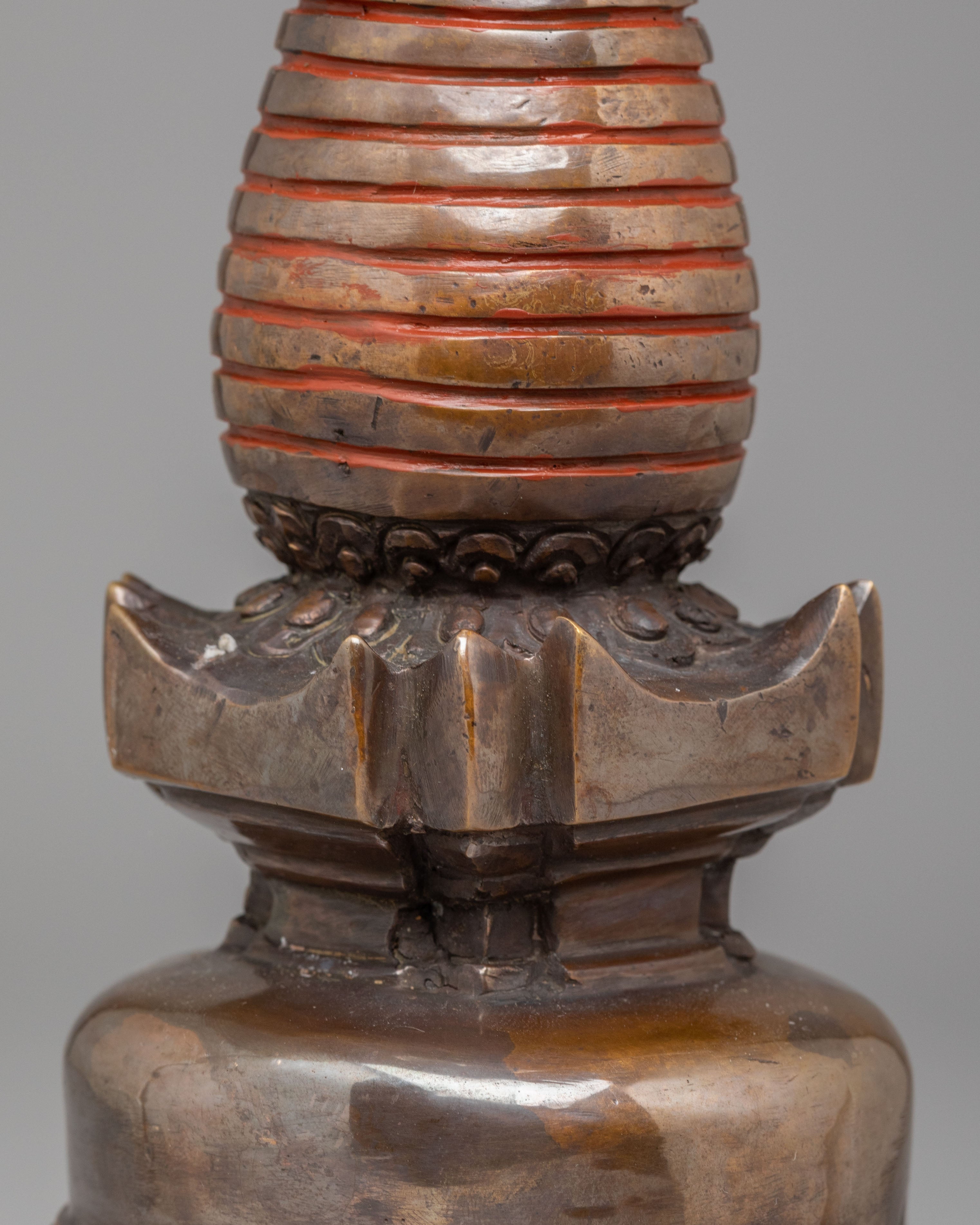 Vajrayana Kadampa Altar Stupa | Oxidized Copper Buddhist Stupa