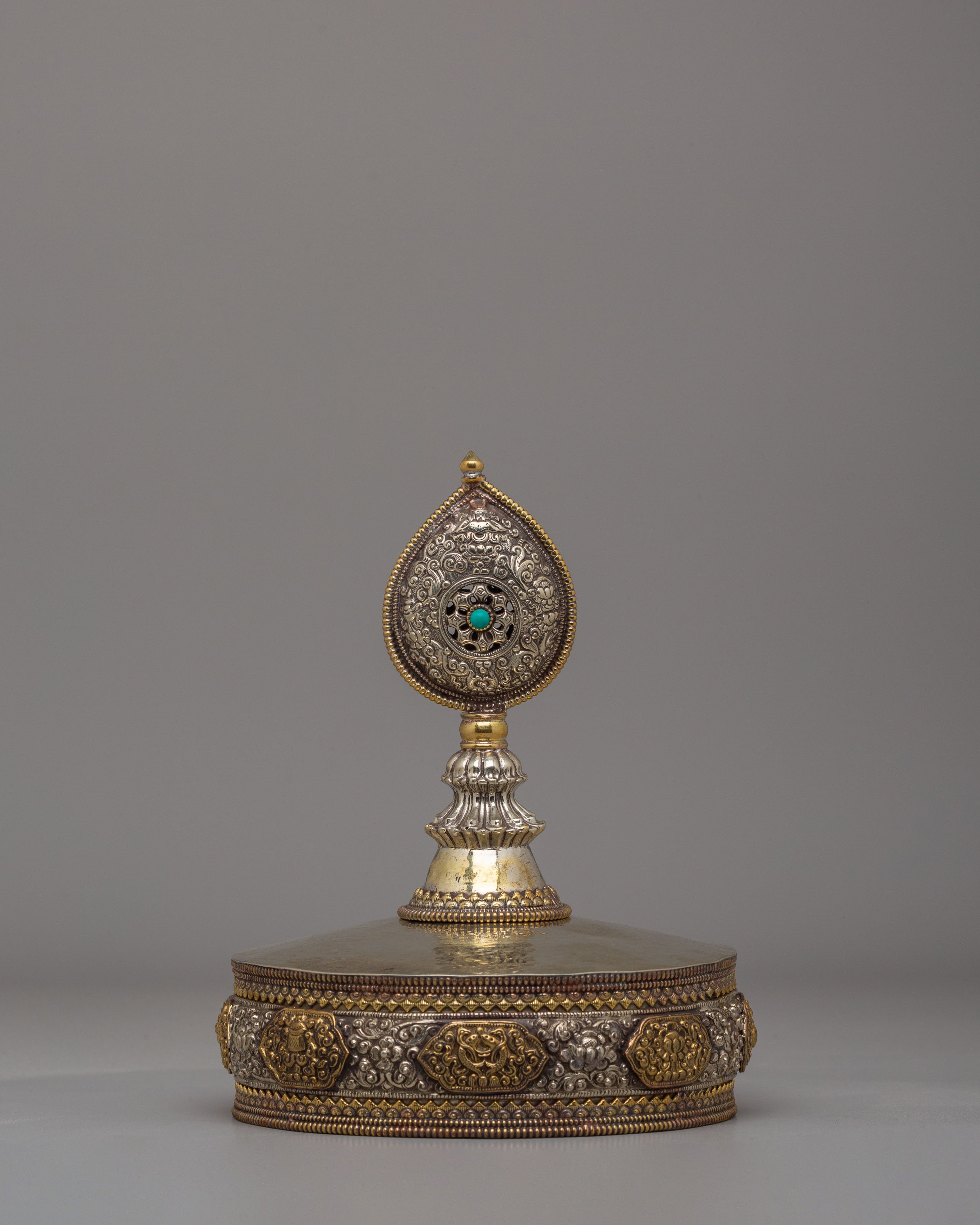Traditional Altar Mandala Offering Set | Silver and Gold Plated Tibetan Mandala