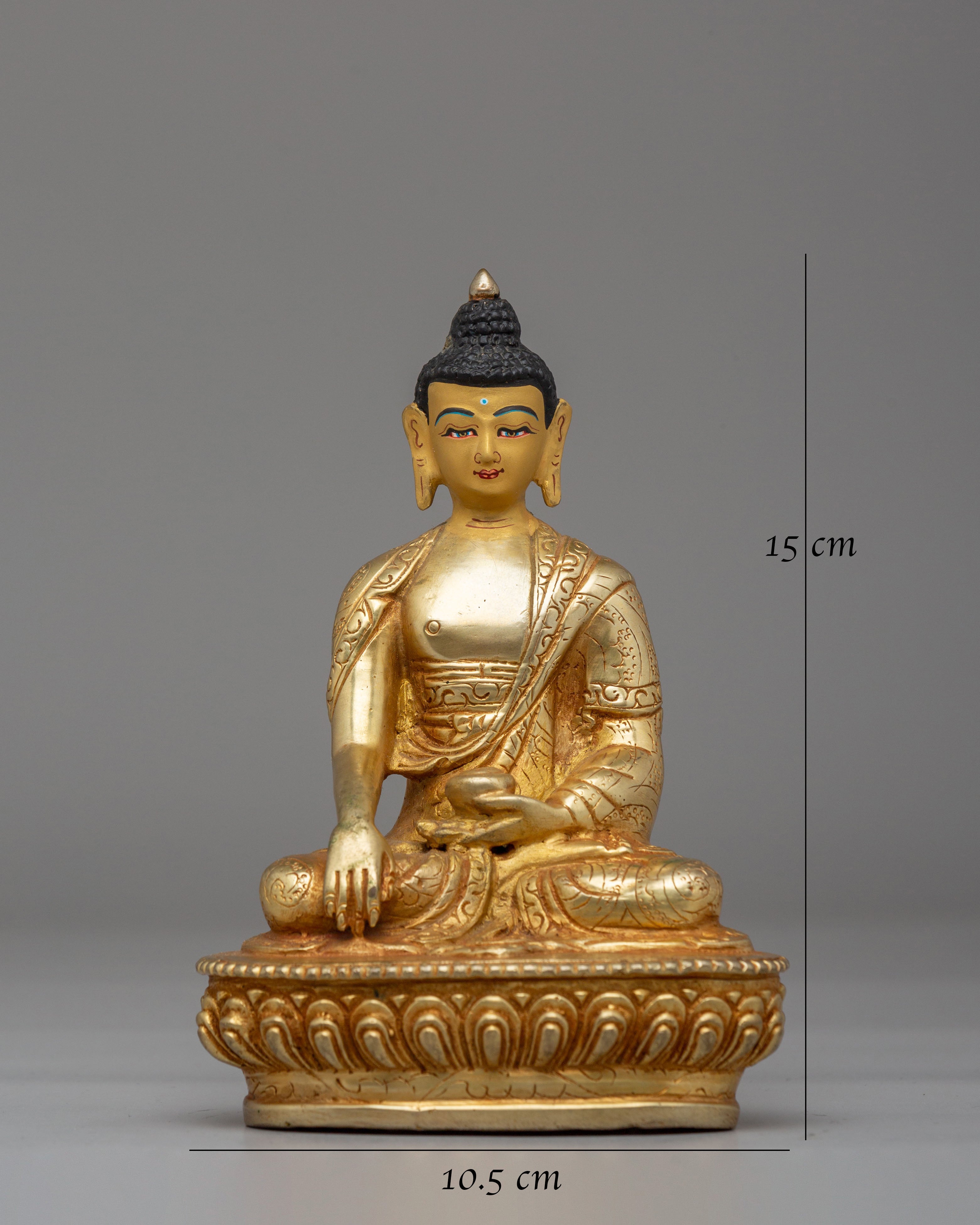 Historic Shakyamuni Buddha Altar Statue | Sacred Gold Plated Copper Buddha for Meditation