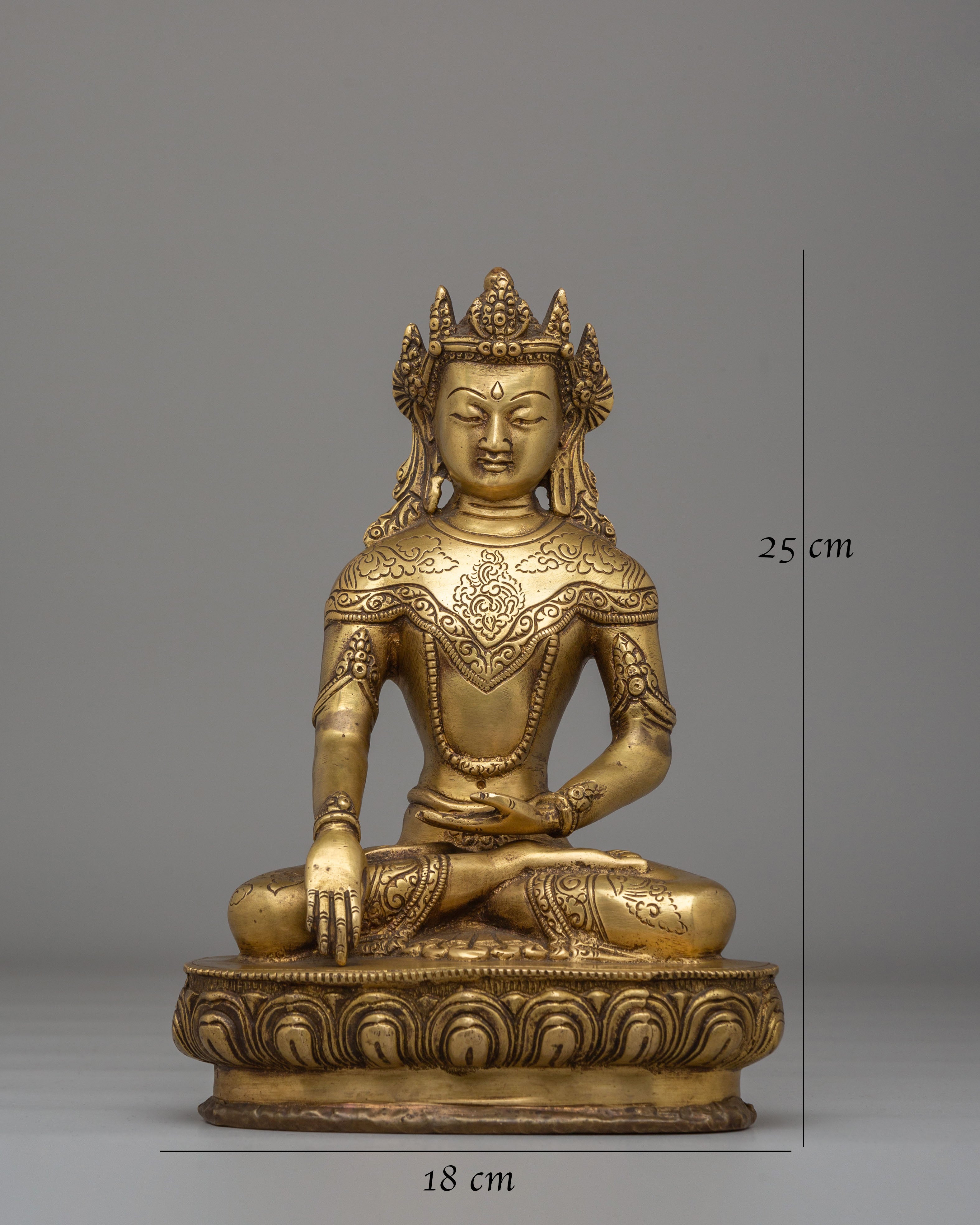 Tibetan Crowned Shakyamuni Buddha Statue | Himalayan Handmade Artwork