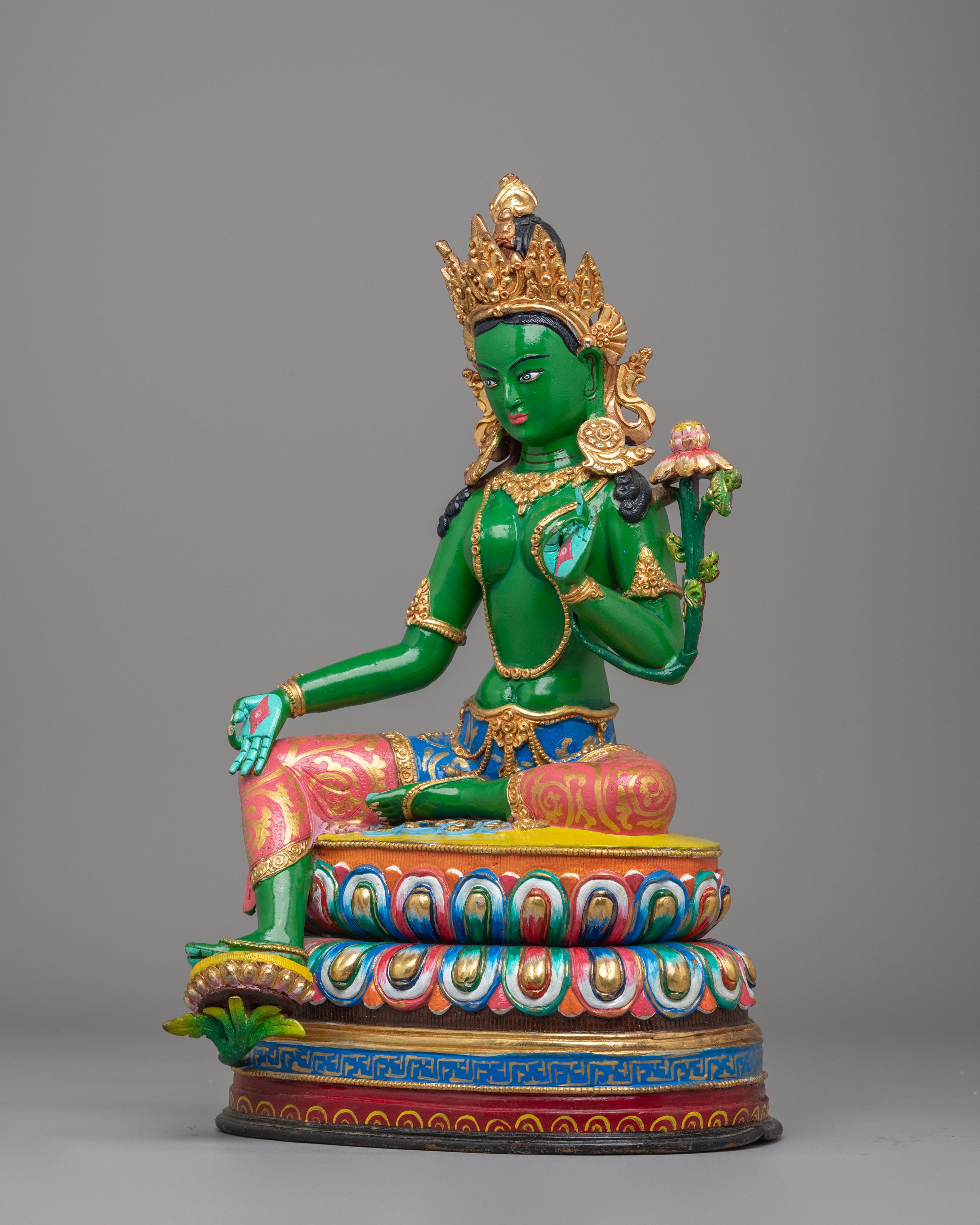 Green Tara Sculpture for Buddhist Altars | Spiritual Home Decor