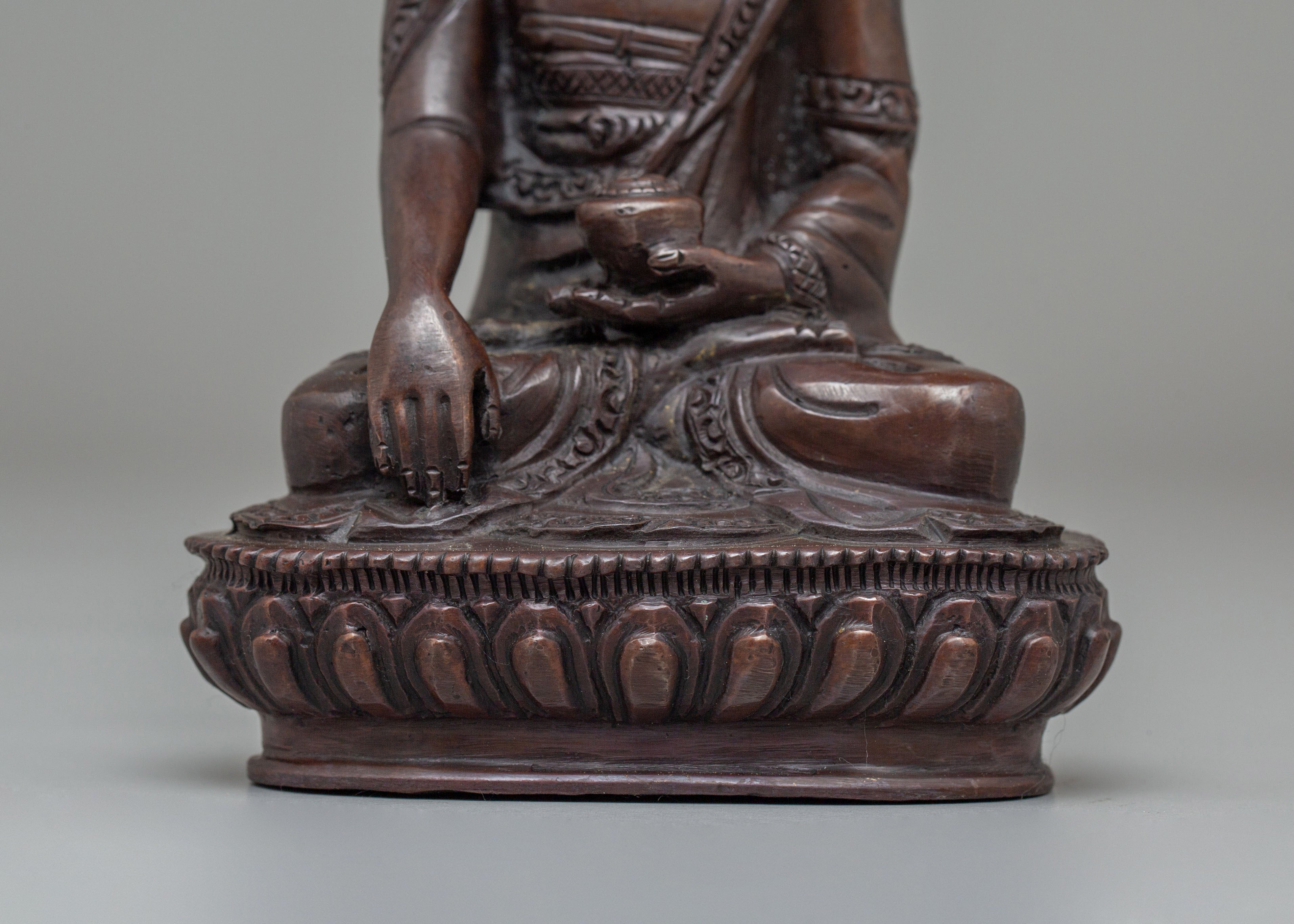 Oxidized Copper Shakyamuni Buddha Statue | Tibetan Artwork