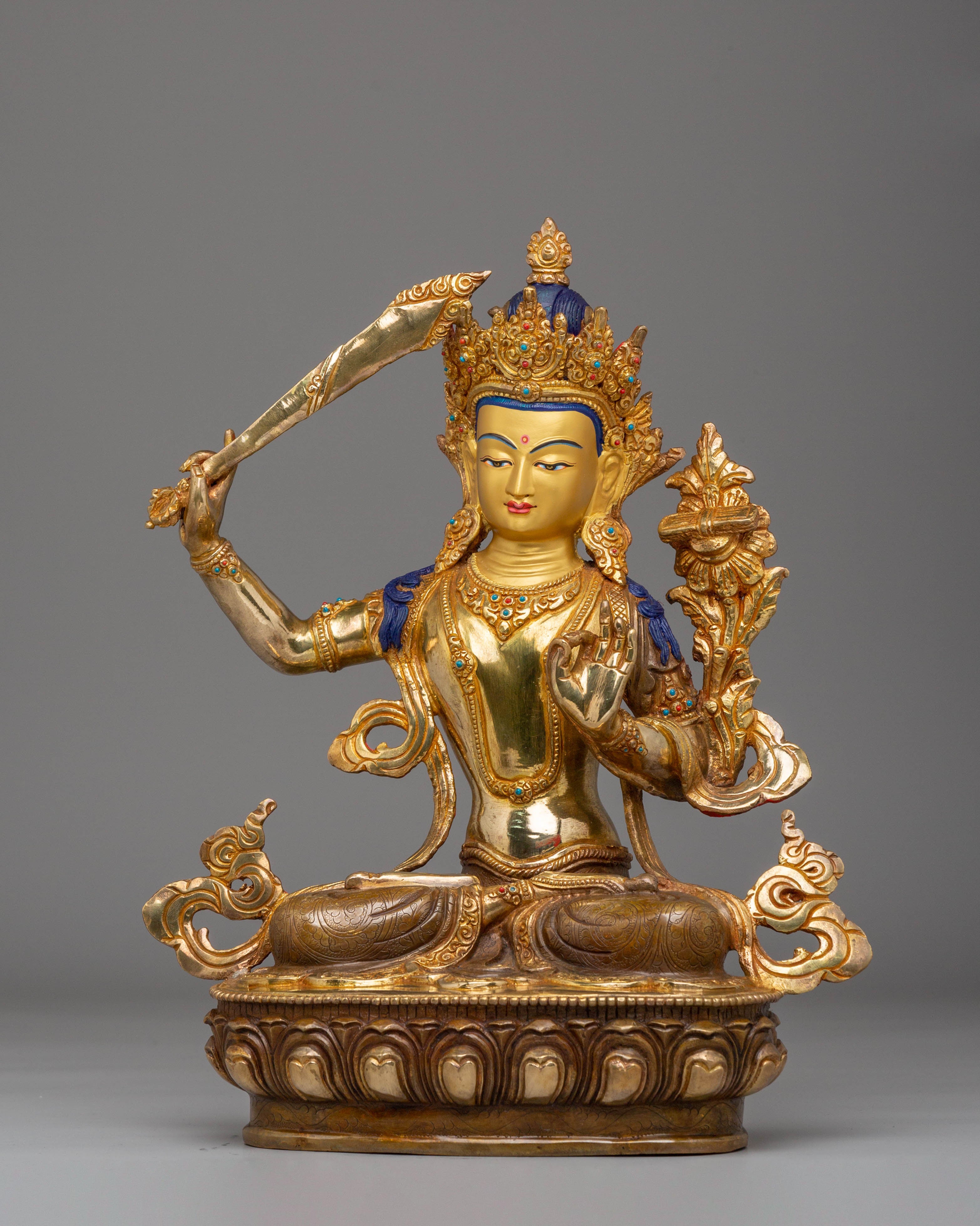 Manjushri Handmade Copper Statue | Buddhist Bodhisattva of Wisdom