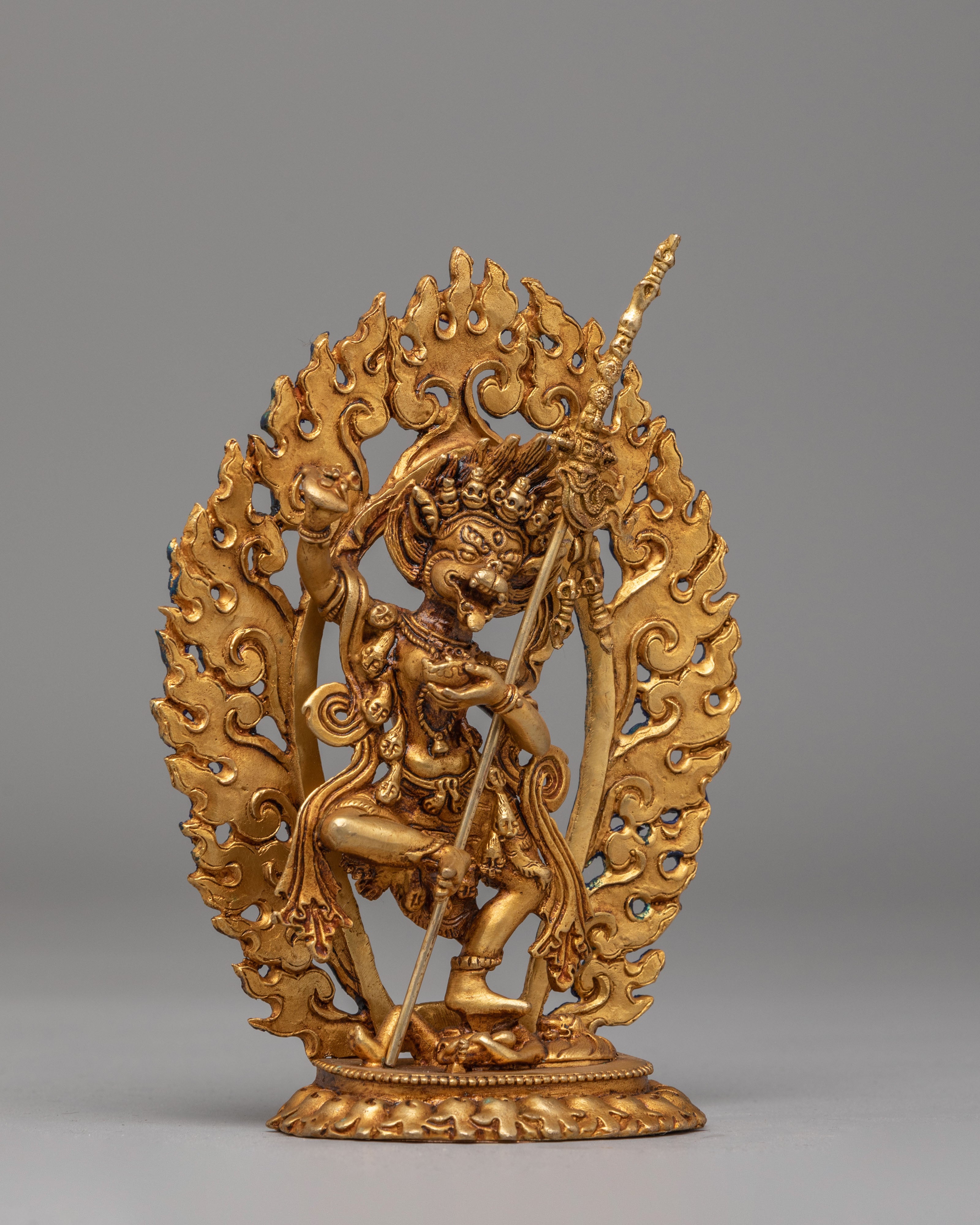 Tibetan Simhamukha Deity Sculpture | Wrathful Protector Art