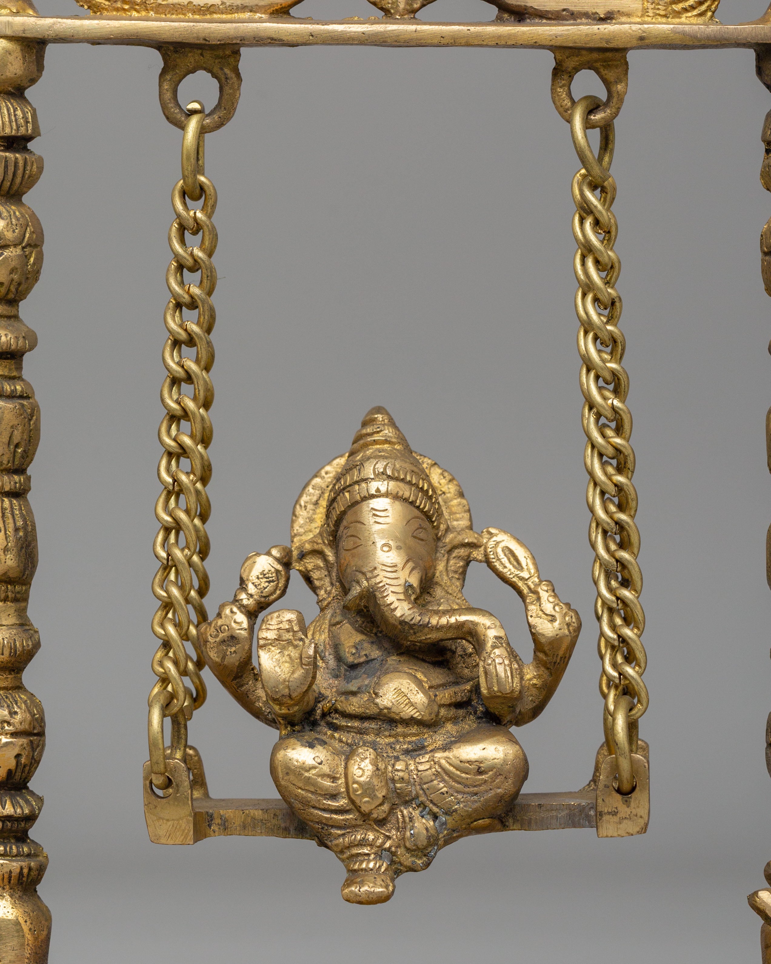 Handmade Ritual Ganesh on Swing | Brass Hindu God Figurine