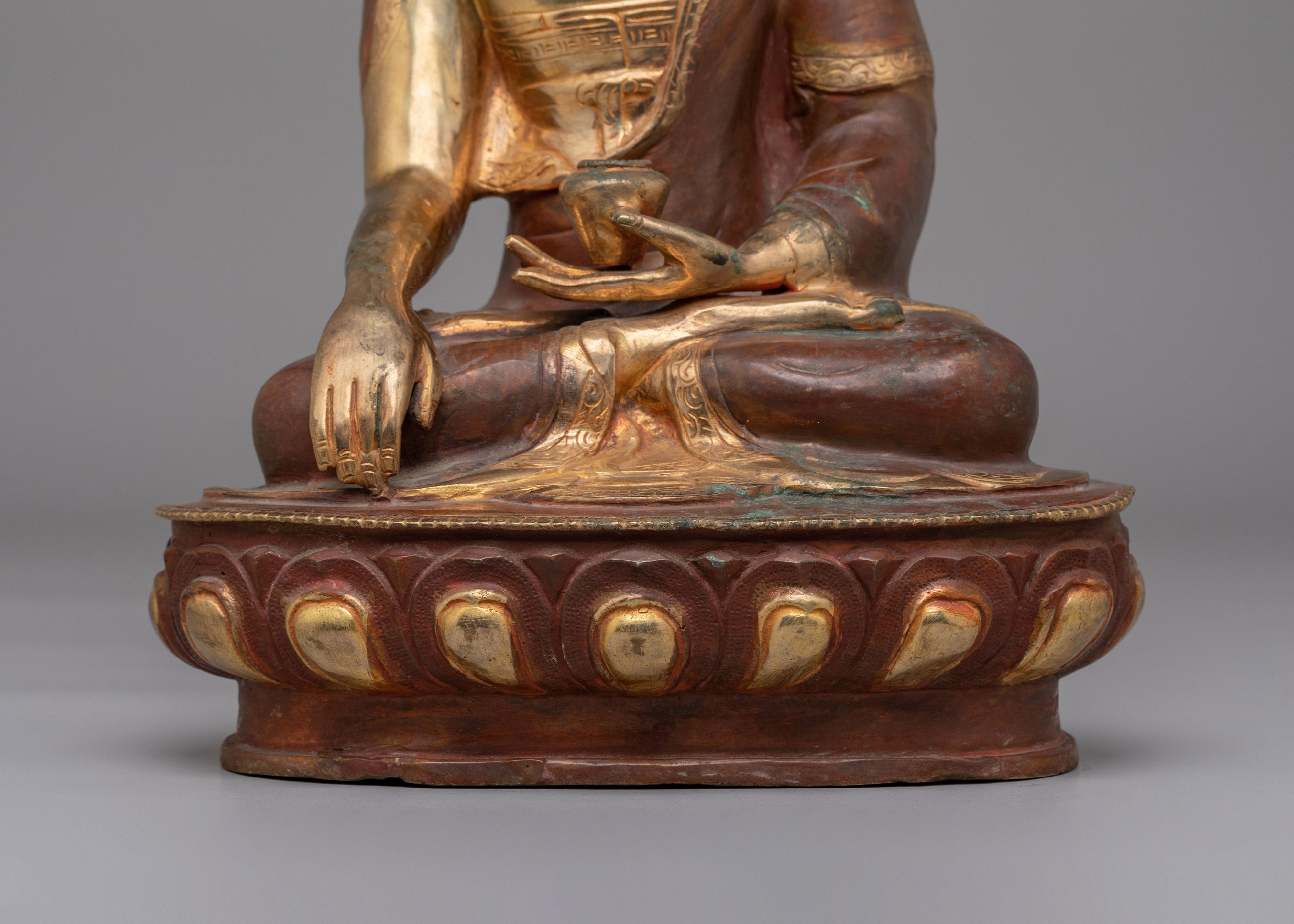 24K Gold Plated Shakyamuni Buddha Statue | Himalayan Buddhist Art