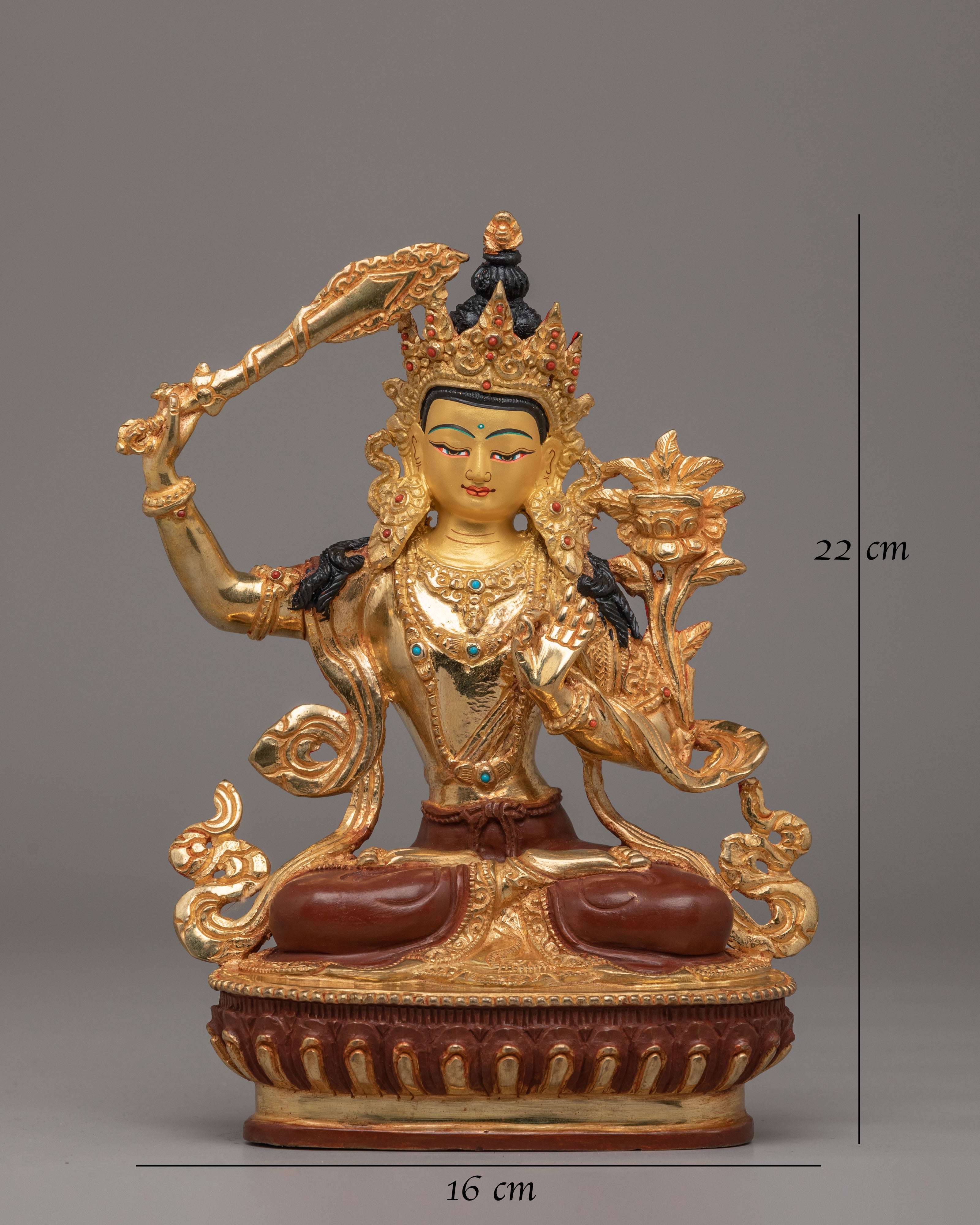 Buddhist Manjushri Statue for Knowledge | Handcrafted Tibetan Deity Figurine