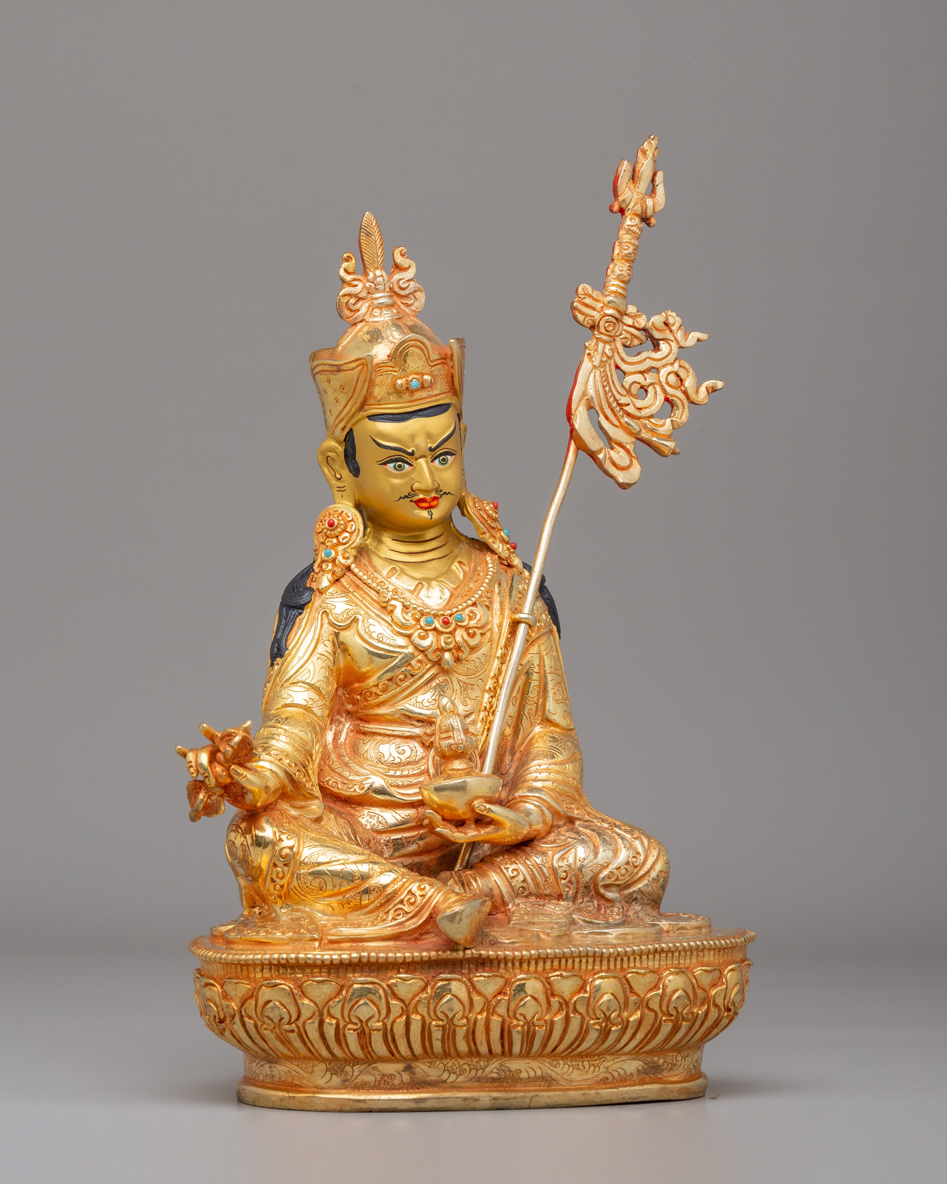 Golden Guru Rinpoche Statue | Traditional Artwork