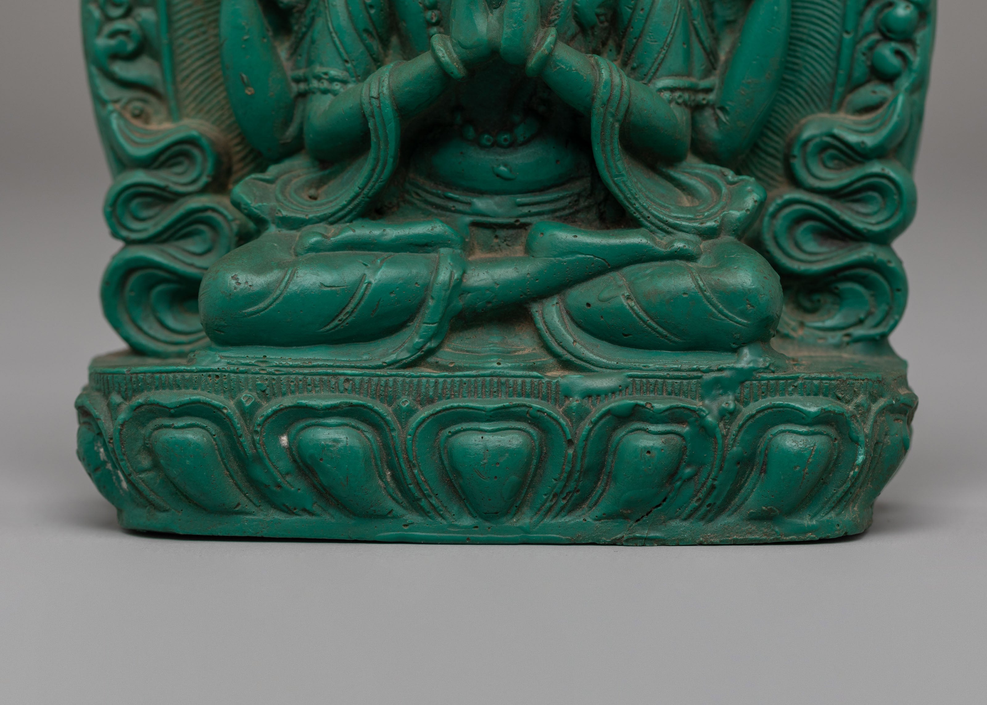 Tibetan Avalokiteshvara Statue | Compressed Turquoise Buddhist Compassion Sculpture