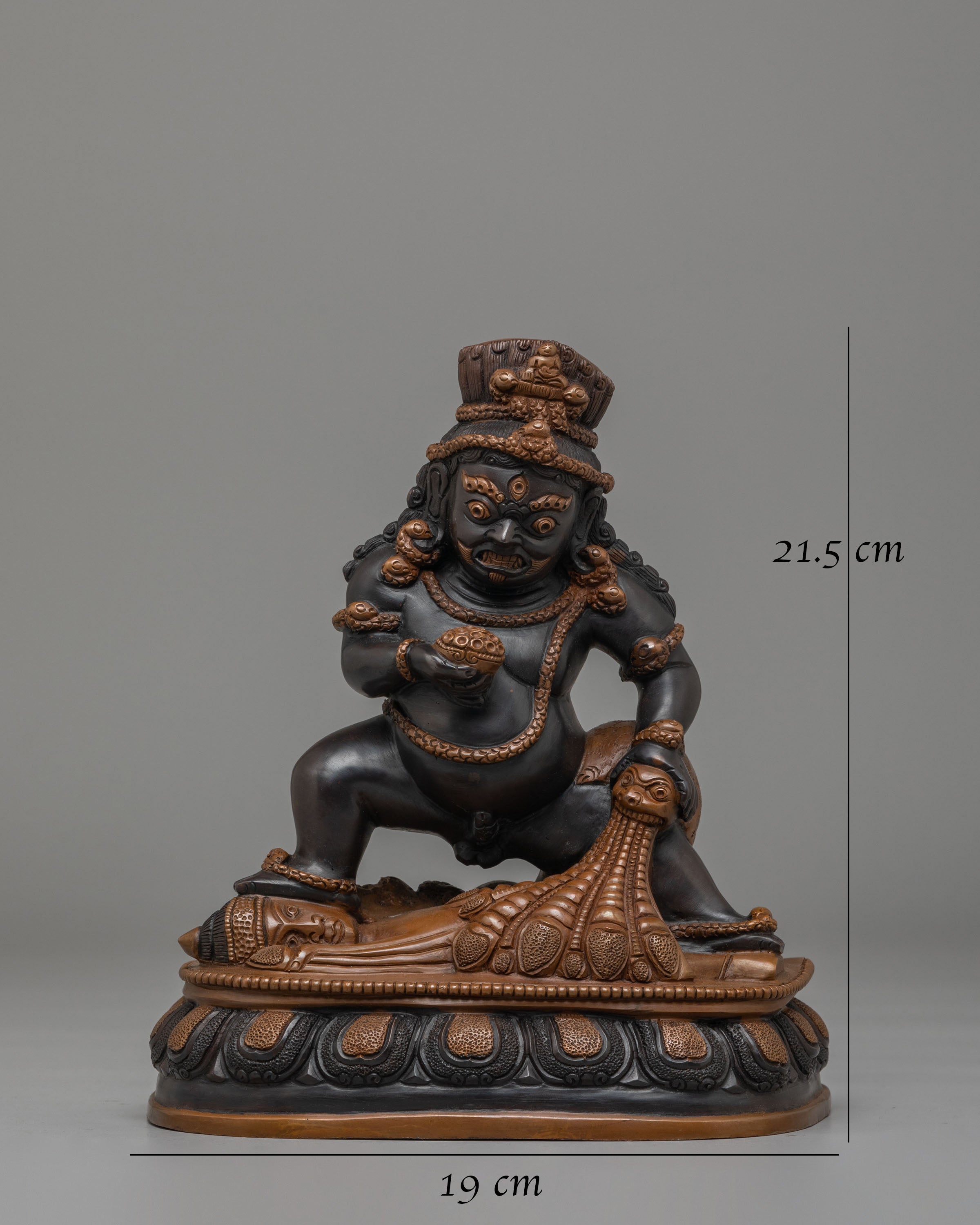 Wealth Guardian Black Dzambhala Sculpture | Handcrafted Oxidized Copper Statue