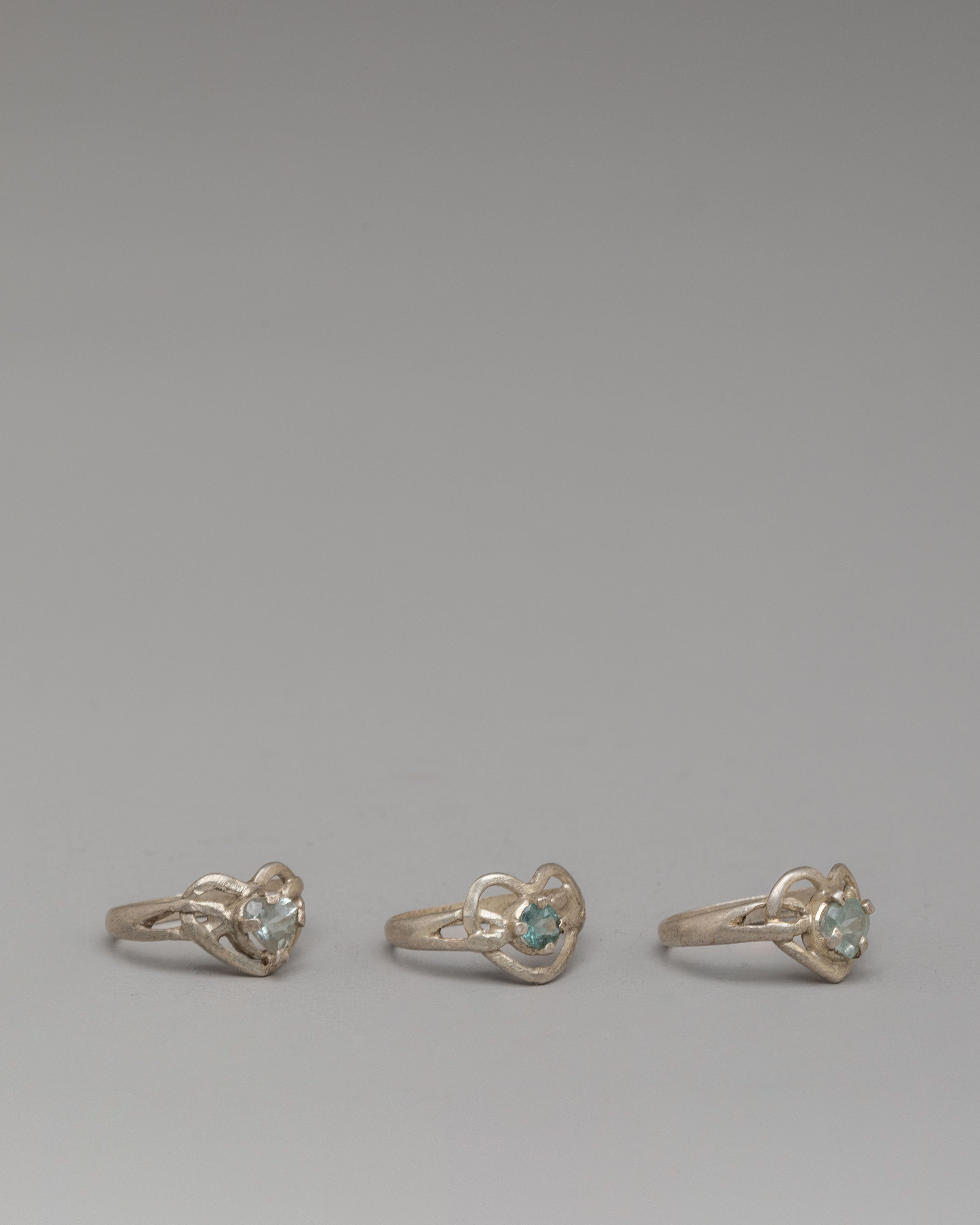 Three Piece Silver Ring Set | Handcrafted Natural Zircon Rings