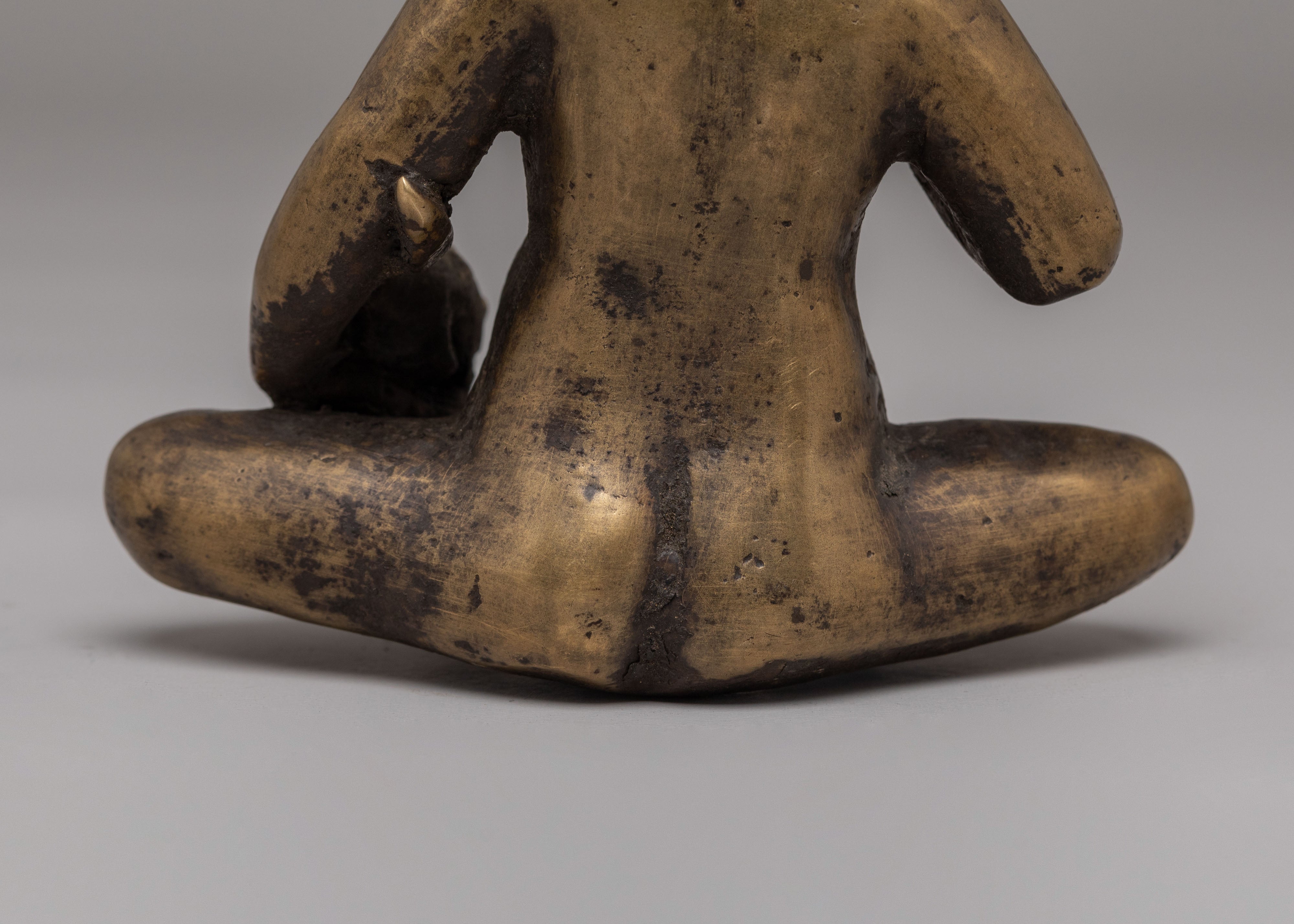 Buddhist Wealth Deity Dzambhala Statue | Antique Brass Altar Sculpture