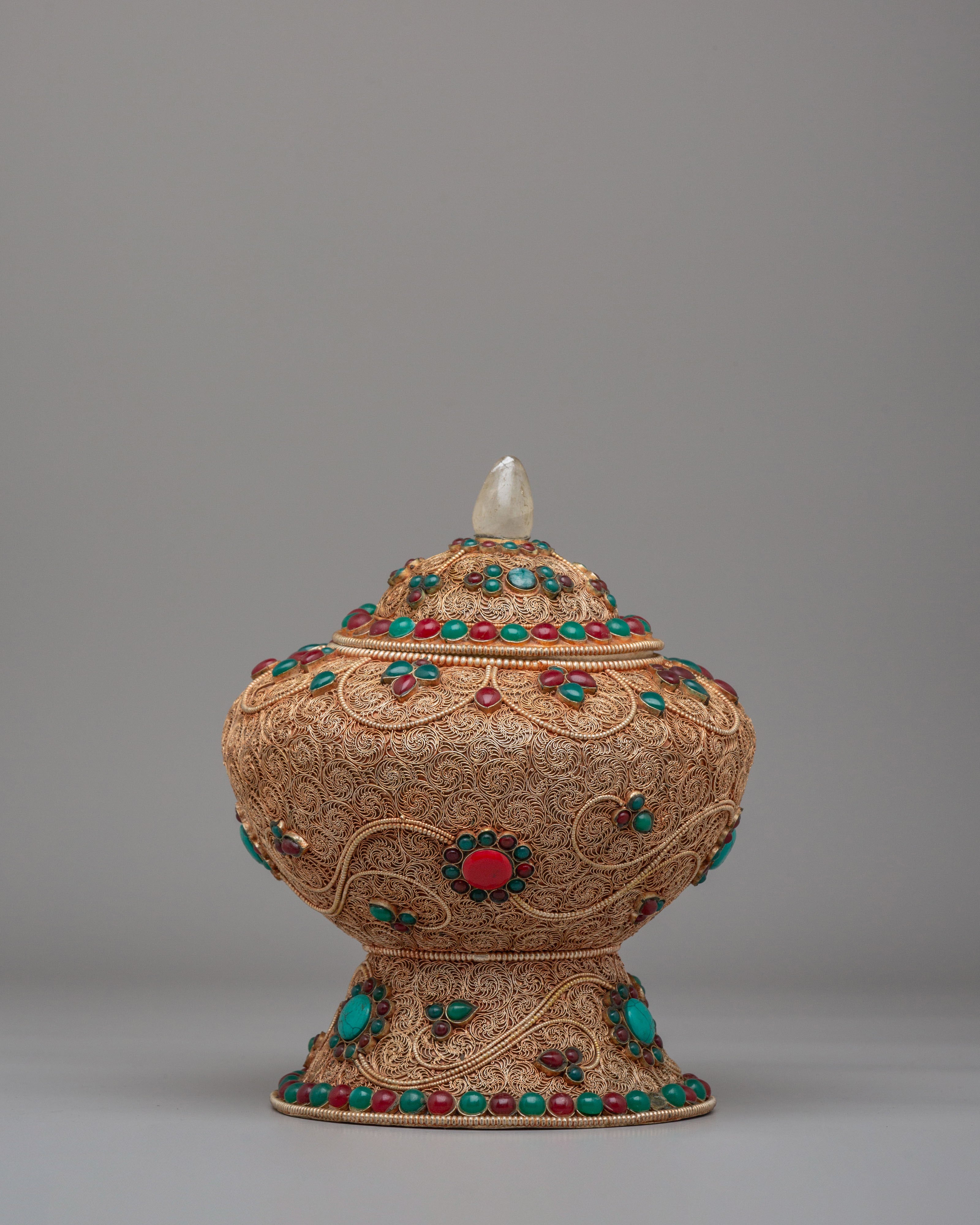 Tibetan Filigree Rice Pot | Handcrafted Ritual Vessel