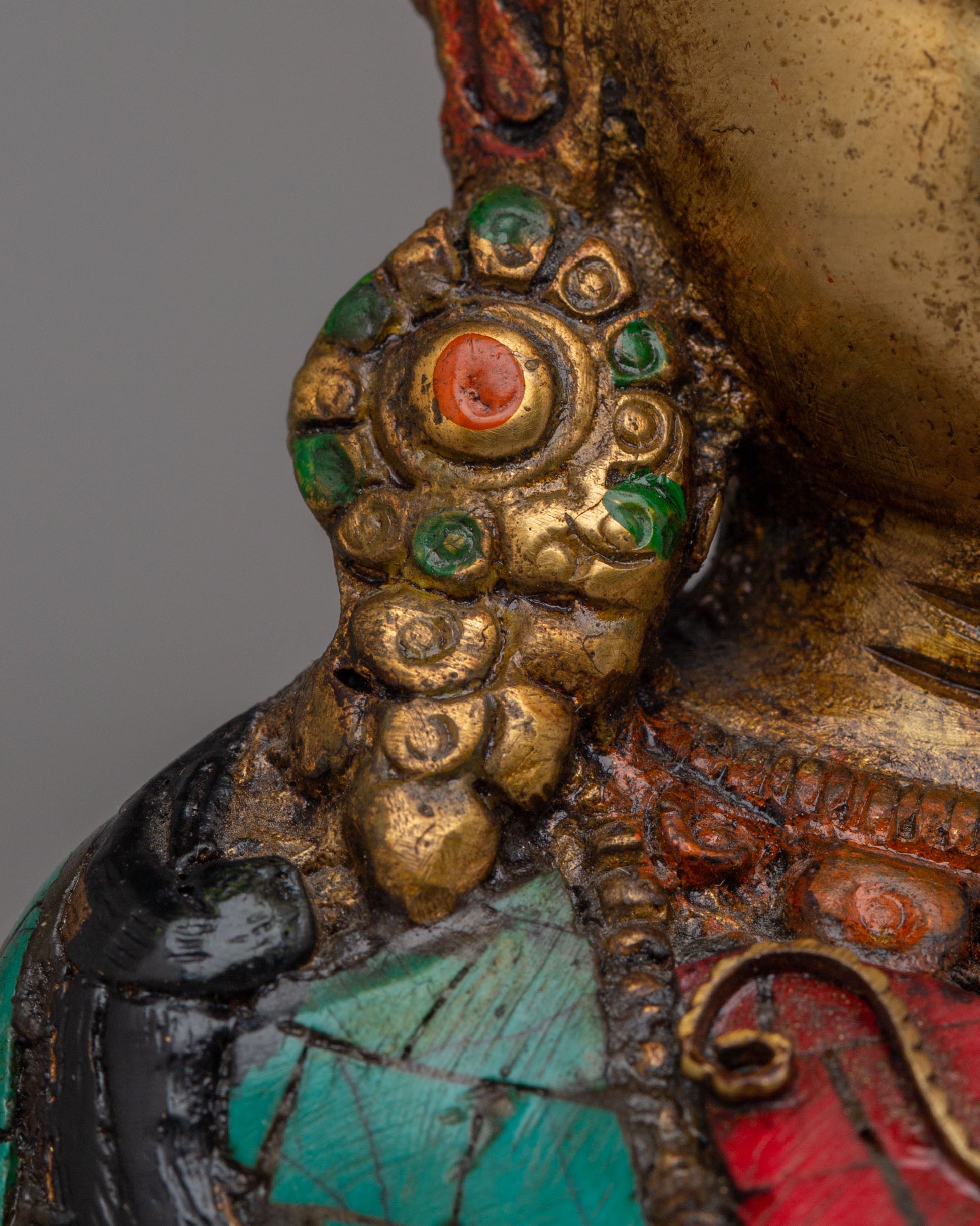 Traditional Tara Deity Statue | Green Tara Goddess Sculpture with Turquoise