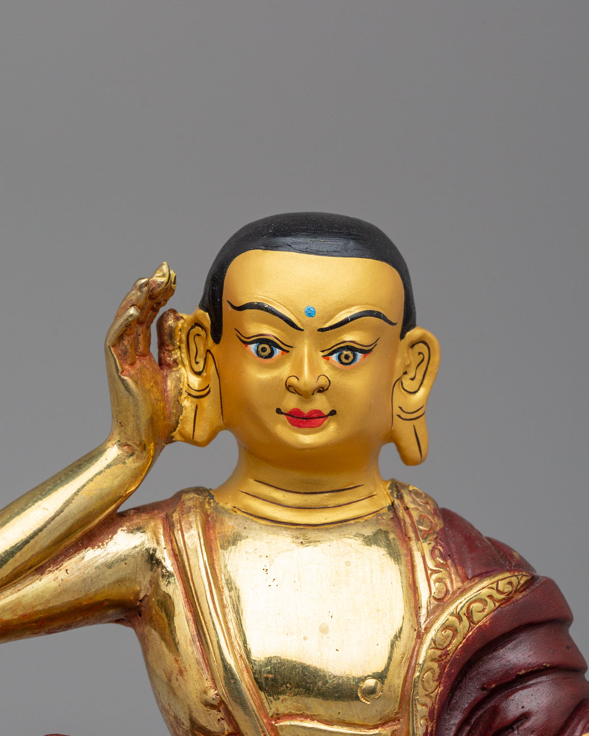 Spiritual Tibetan Milarepa Figurine | 24K Mercury Gold Plated Copper Sculpture