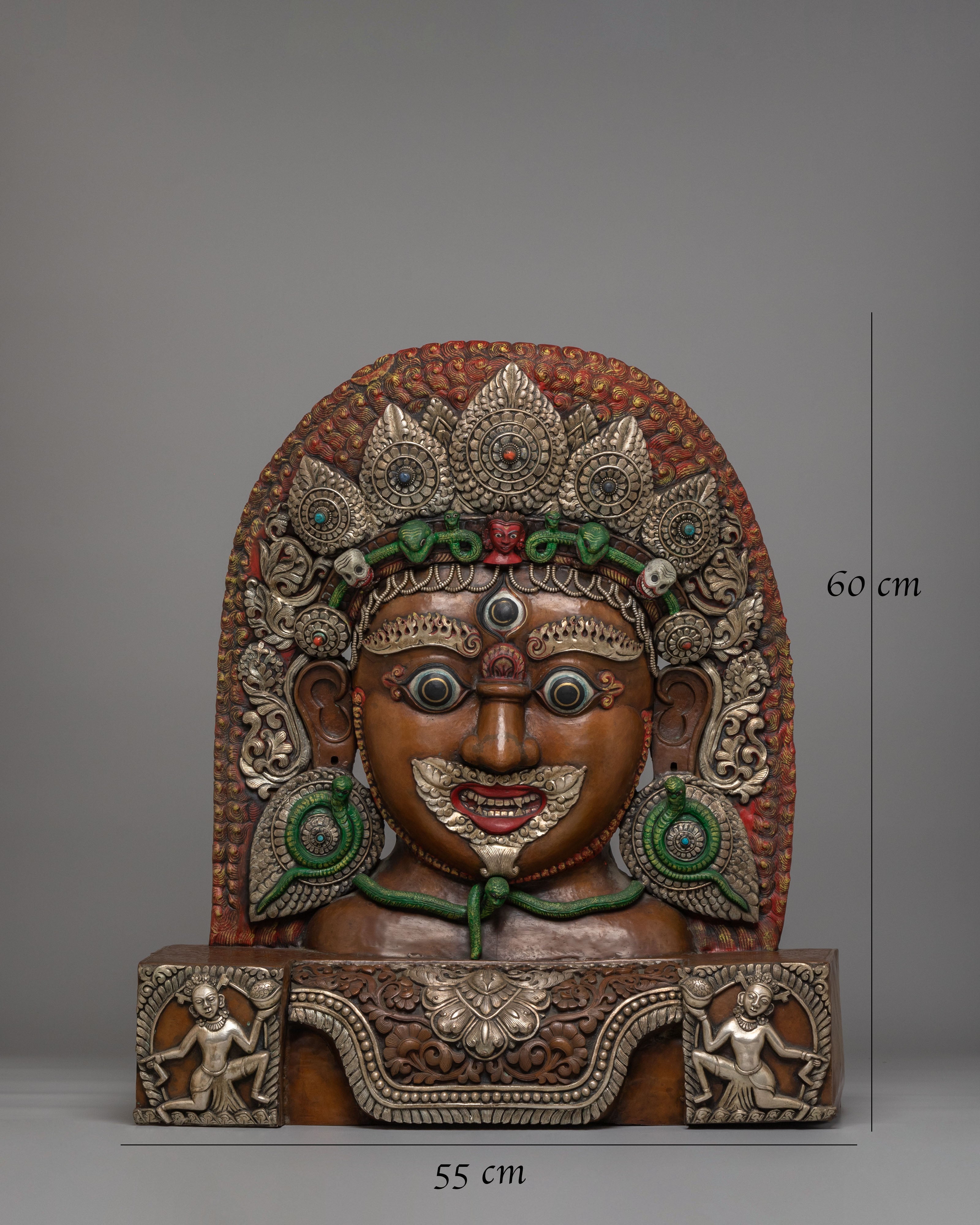 Handcrafted Bhairav Wall Sculpture: A Divine Protector for Your Space