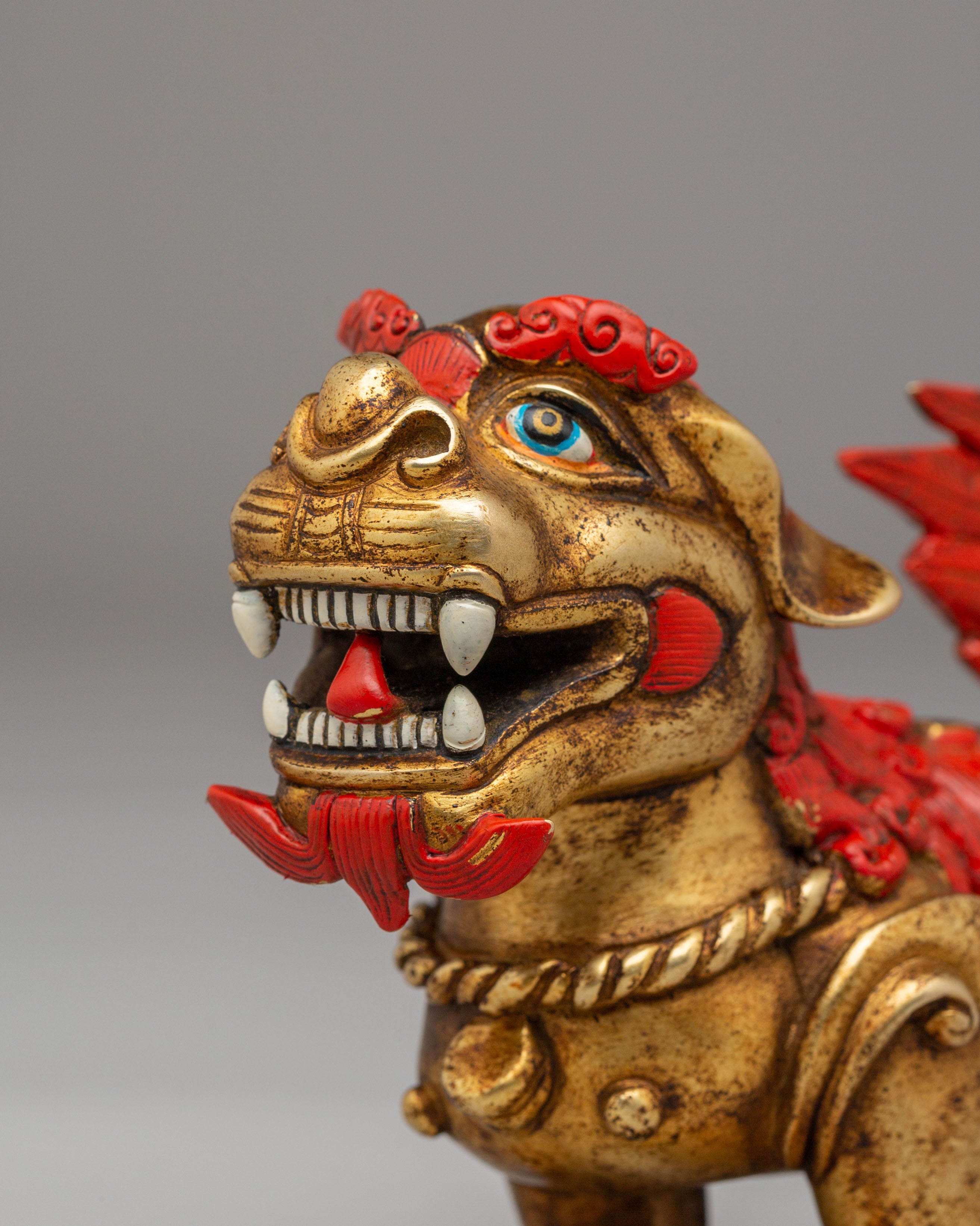 Traditional Decorative Lion Set | Handcrafted Copper Lion Figurines