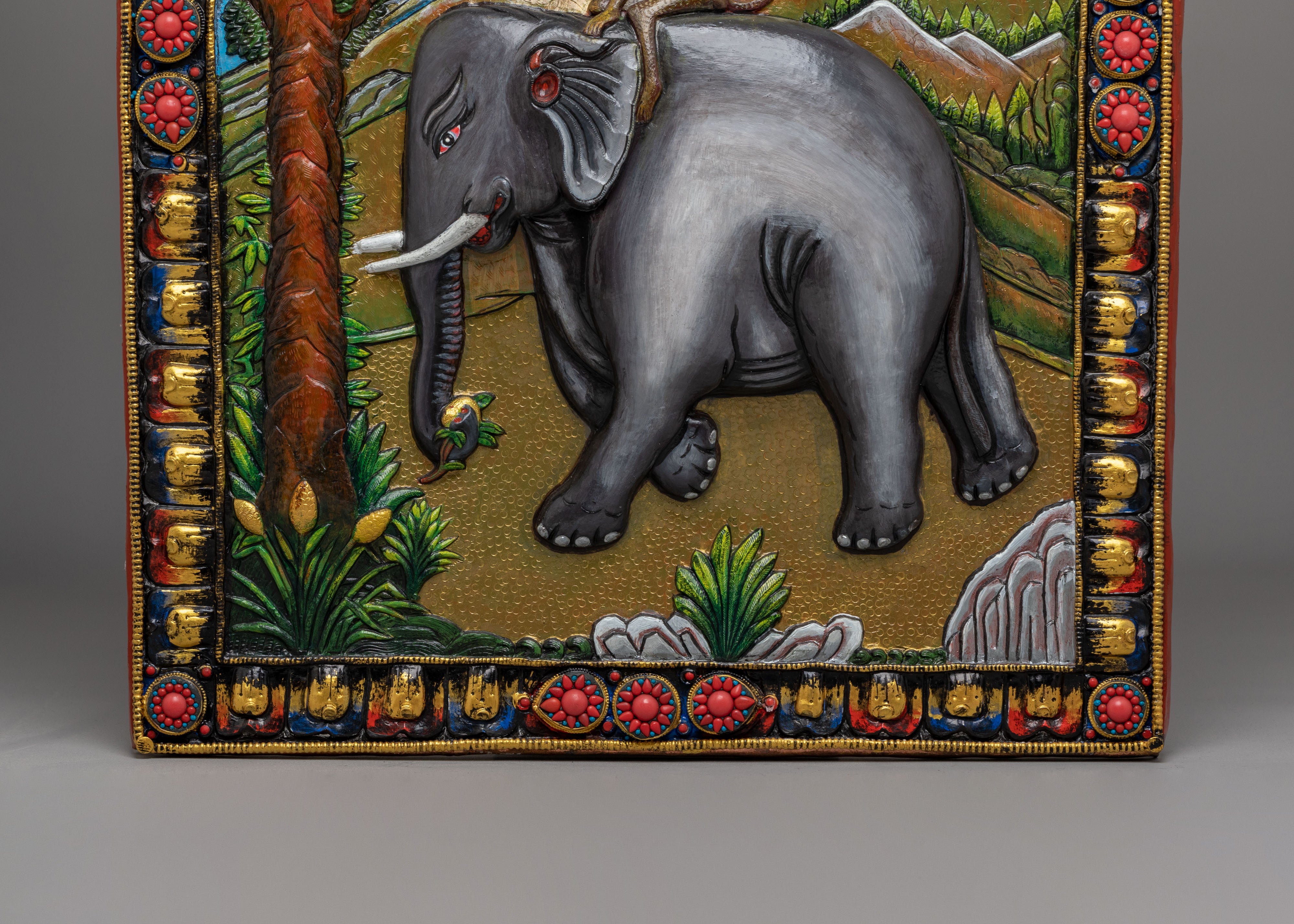 Handcrafted 4 Harmonious Friends Wall Hanging | Buddhist Sacred Wall Decor