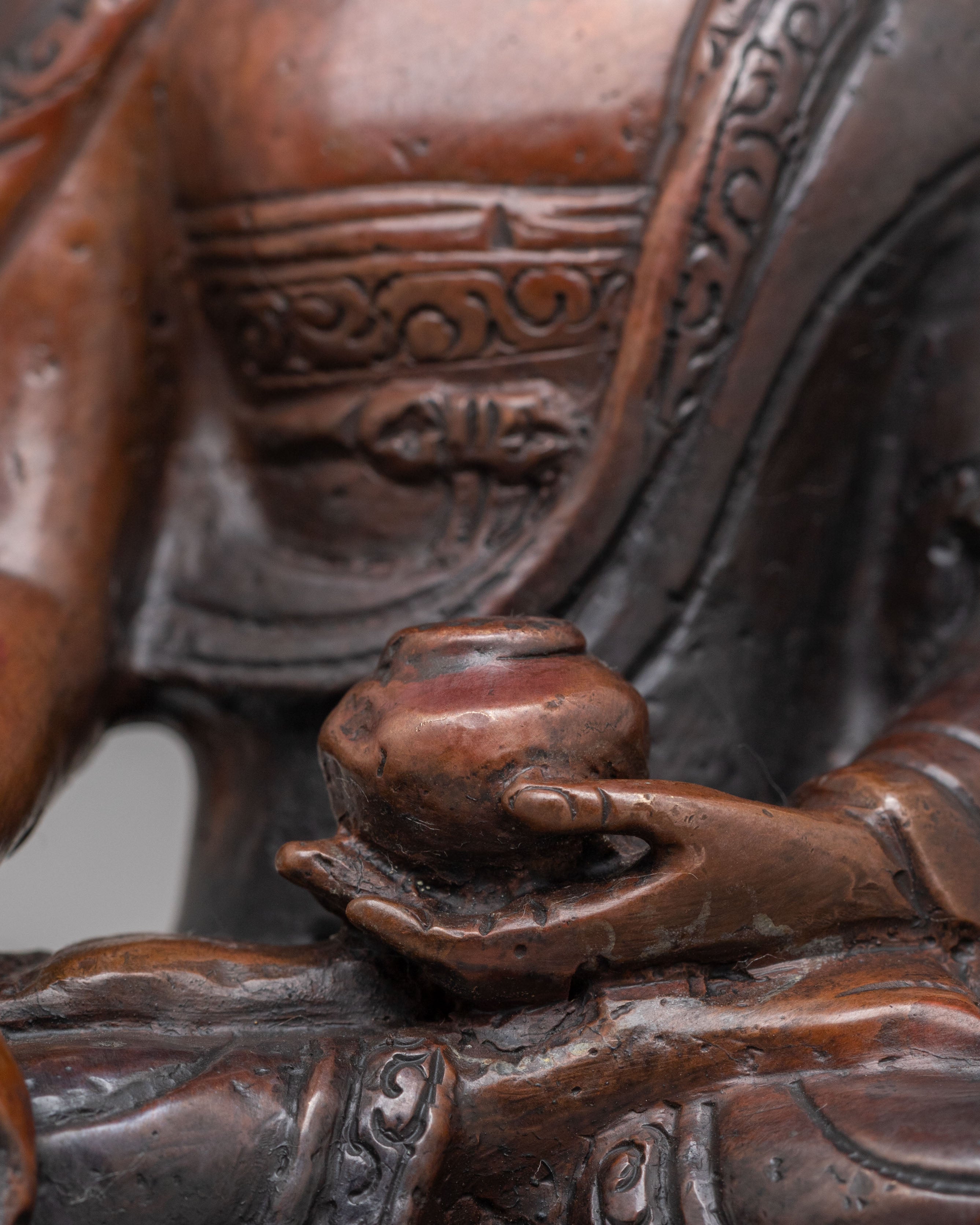 Handmade Shakyamuni Buddha Shrine Statue | Oxidized Copper Body