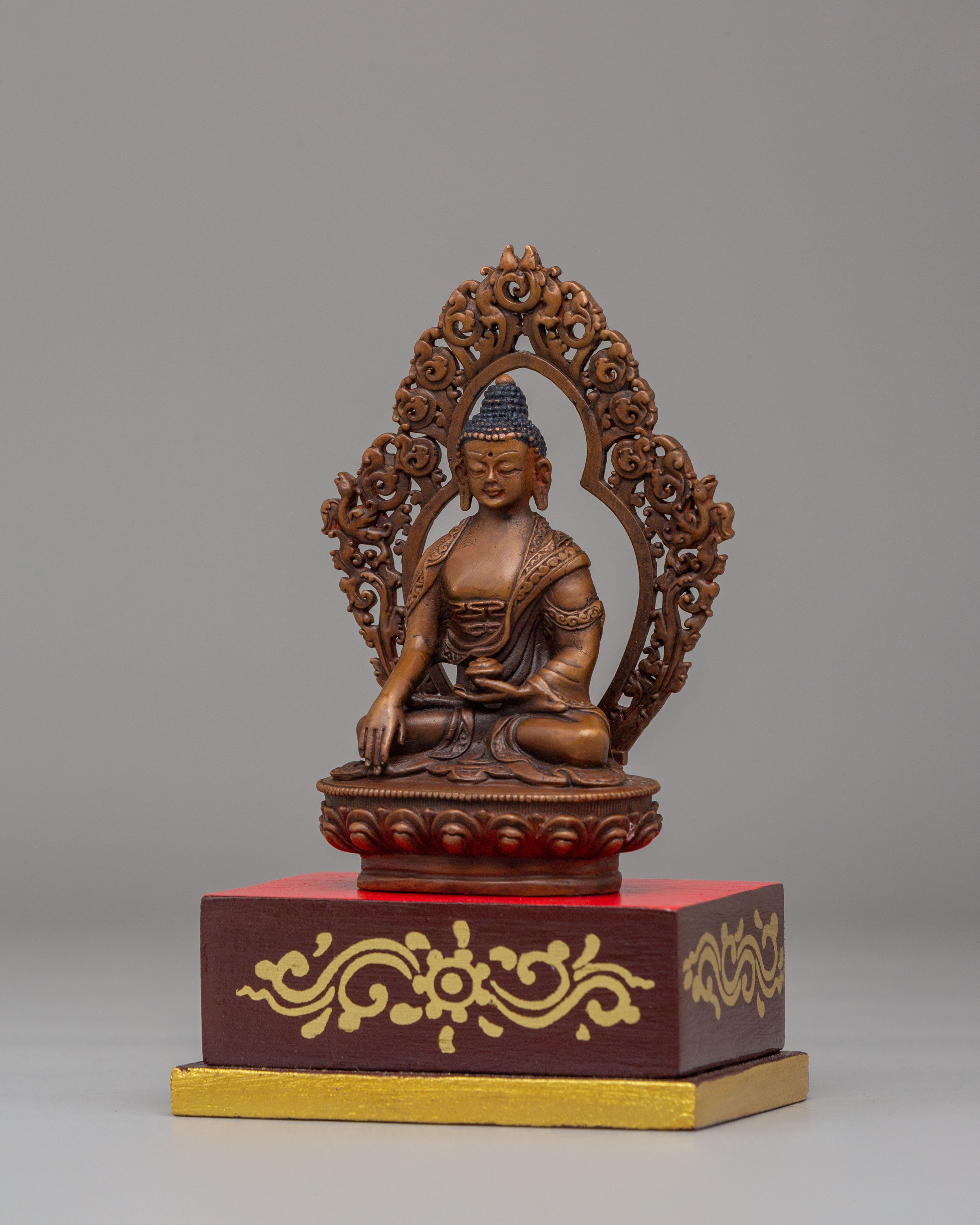 Tibetan Shakyamuni Buddha Deity Figurine | Handcrafted Wooden Statue