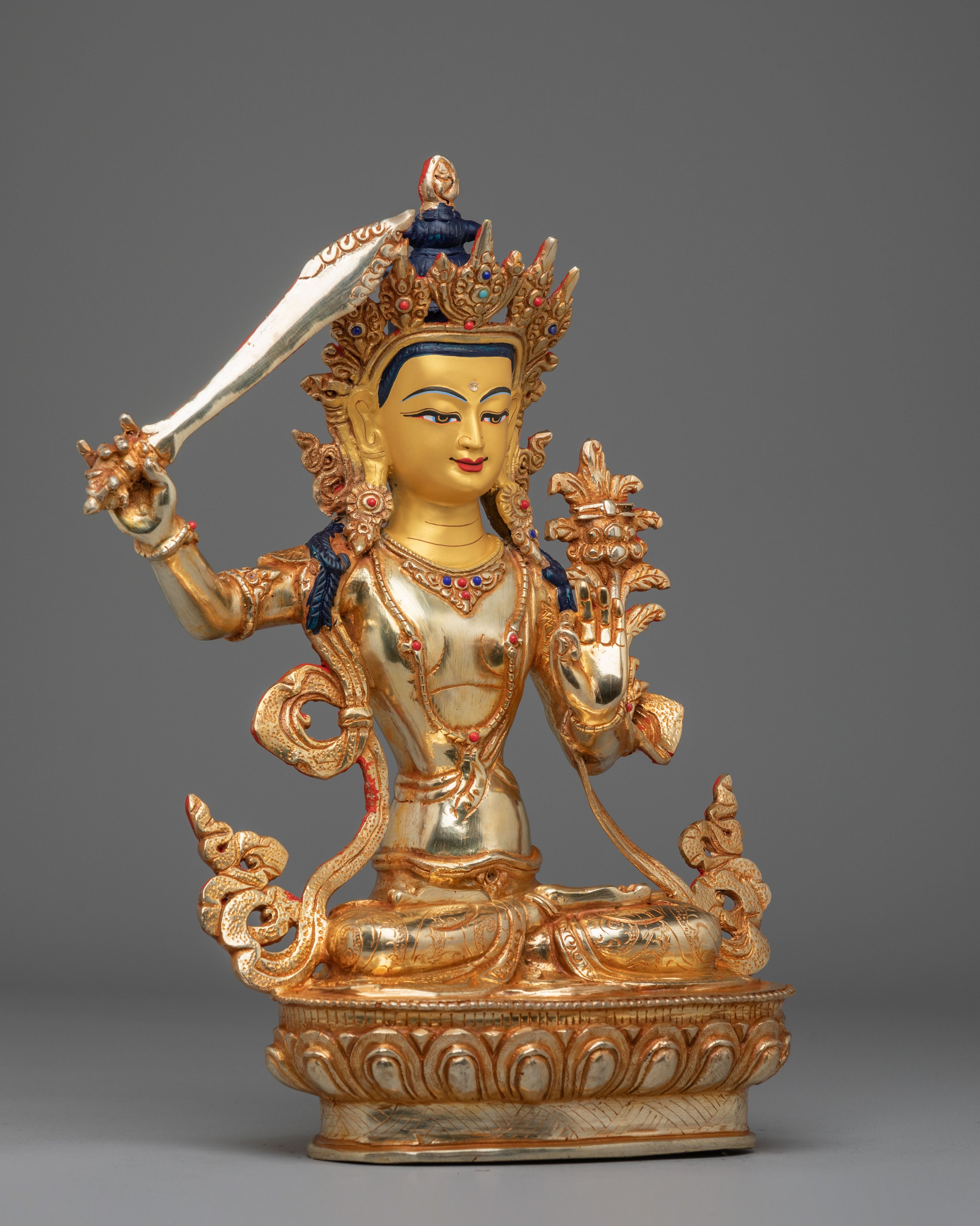 Handmade Manjushri Bodhisattva Sculpture | Wisdom Deity Statue