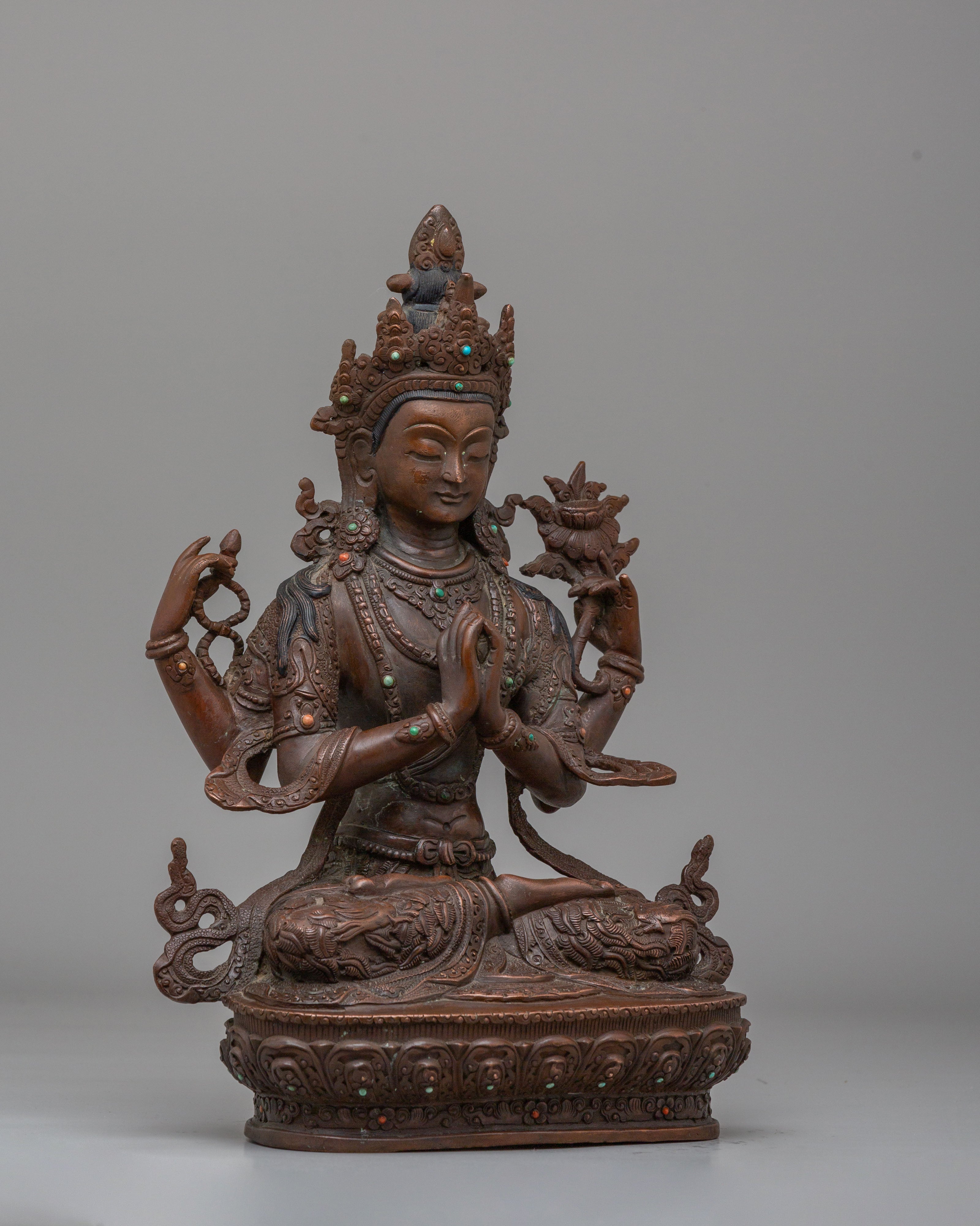 Tibetan Avalokiteshvara Chenrezig Statue | Spiritual Home Decor