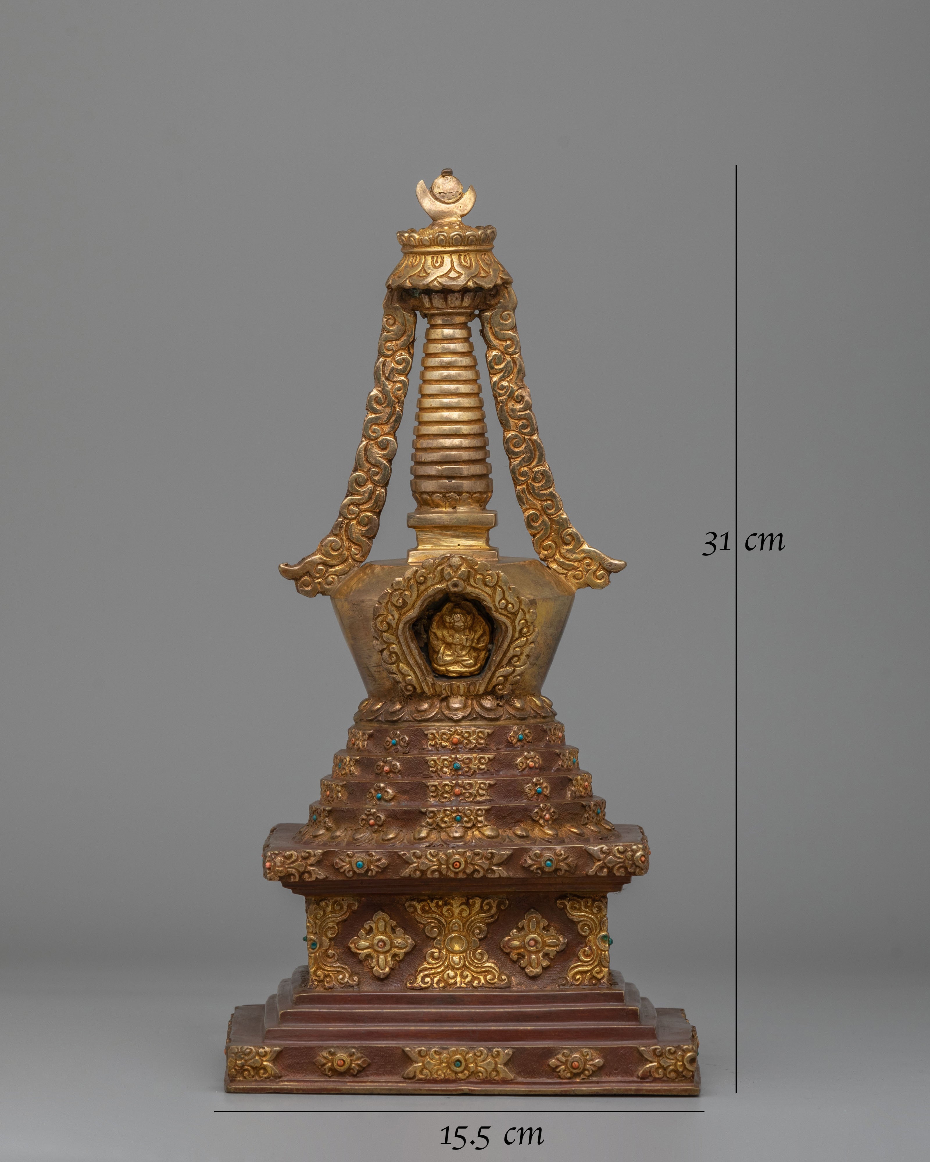 Traditional Altar Lotus Blossom Stupa | Tibetan Buddhist Decor