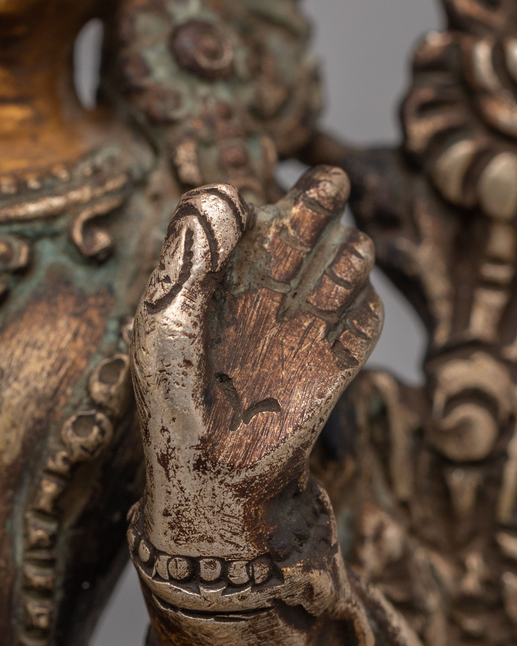 Himalayan Manjushri Statue for Shrine | Oxidized Brass Wisdom Deity